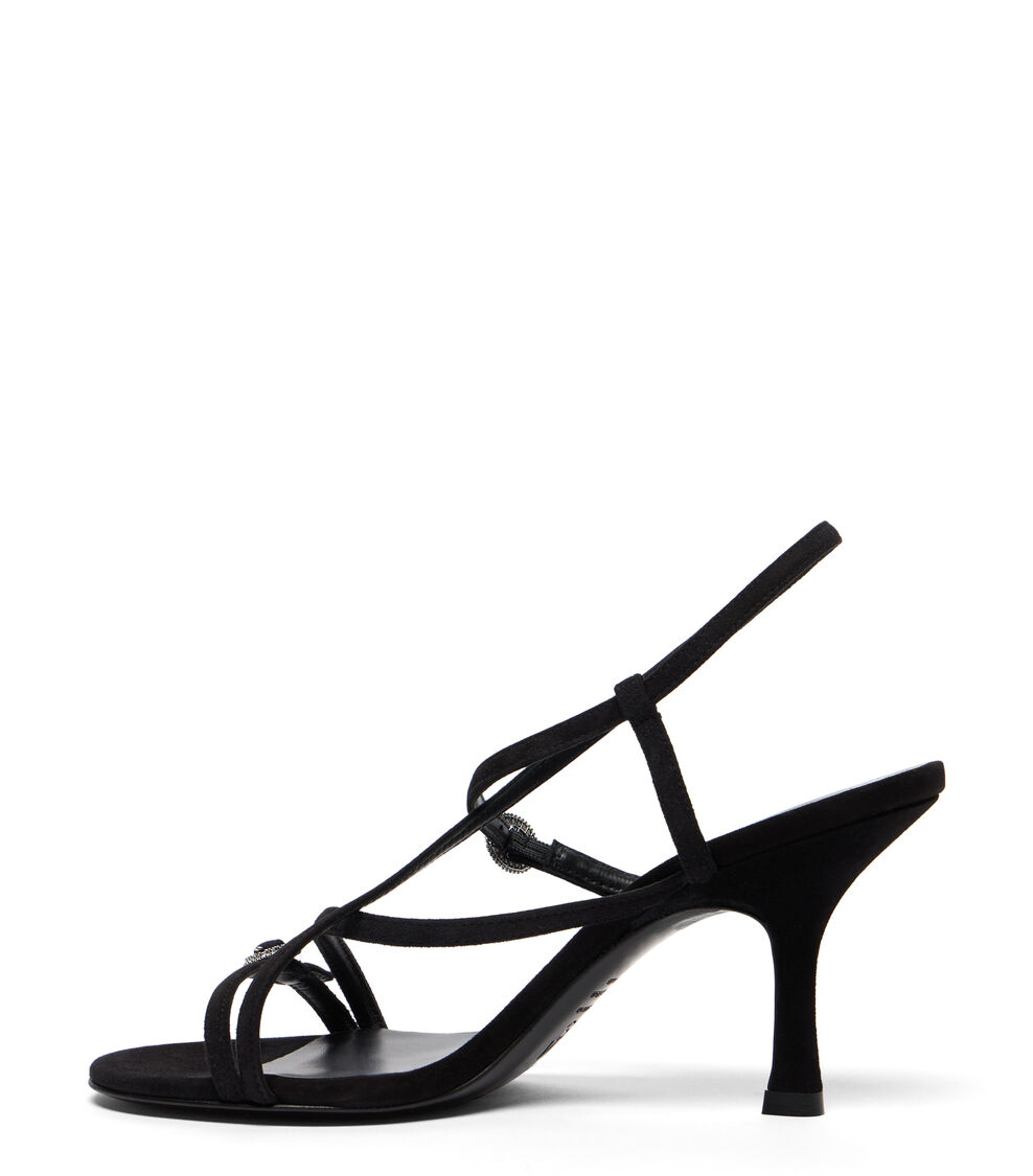 Stuart Weitzman KENSINGTON STRAPPY SANDAL 85 BLACK SN110SUEBLK