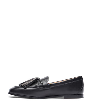 Stuart Weitzman Black Leather Tassel Kiltie Loafers s-l400.jpg main image 2
