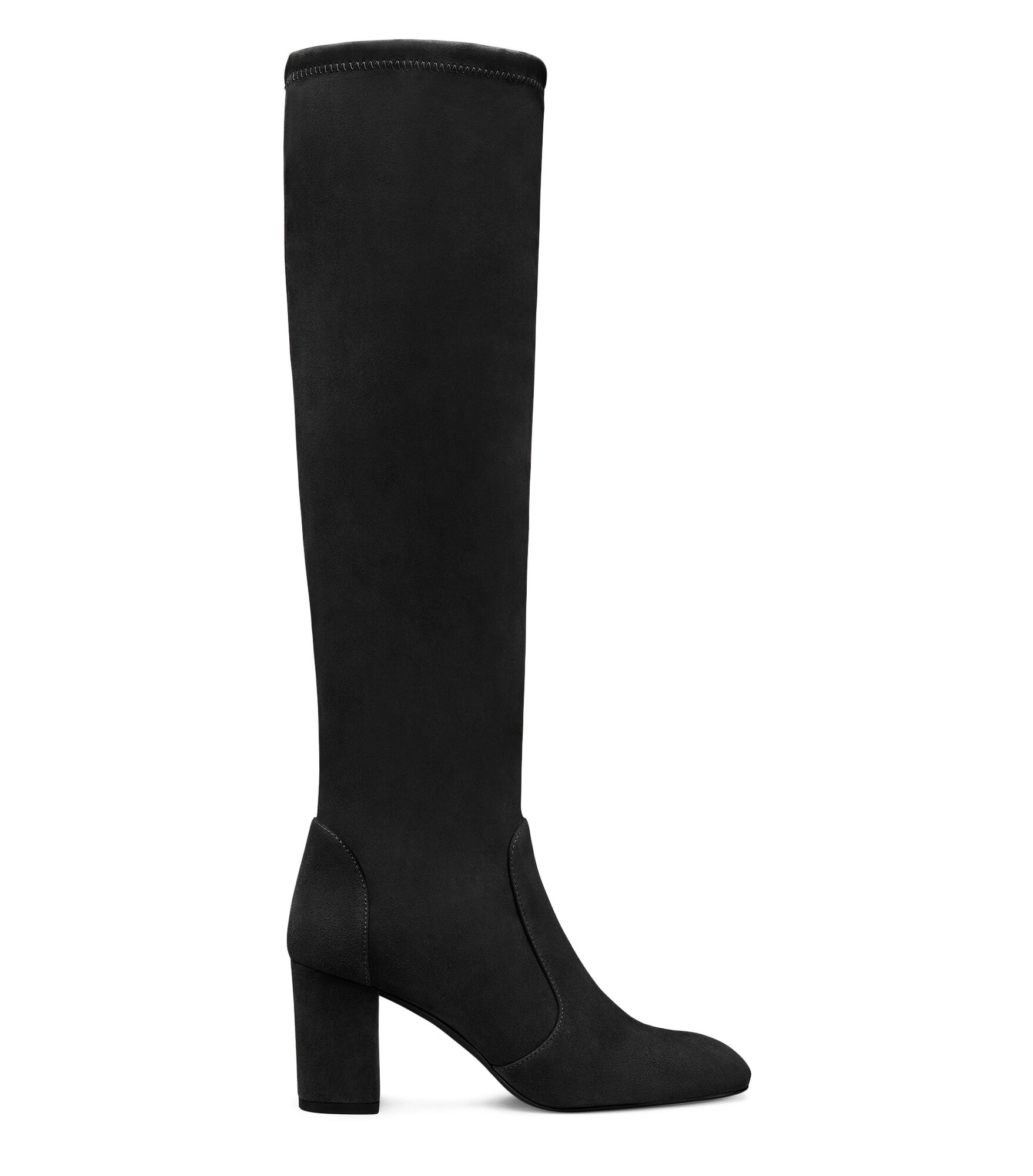 Stuart Weitzman, LUCIE BOOT 75, BOOTS AND BOOTIES, BLACK, SUEDE STRETCH