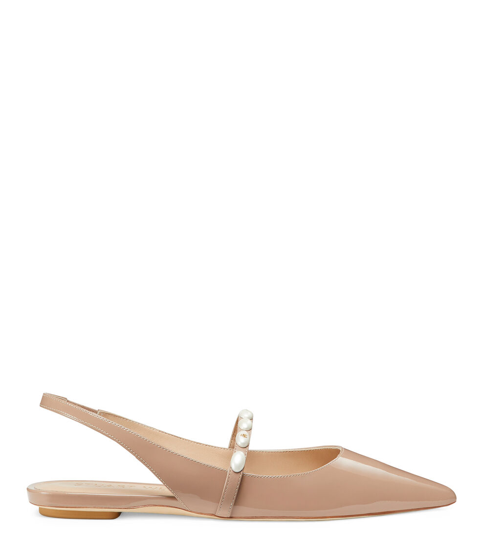 Stuart Weitzman EMILIA PEARLITA SLINGBACK FLAT FAWN SH557PATFWN