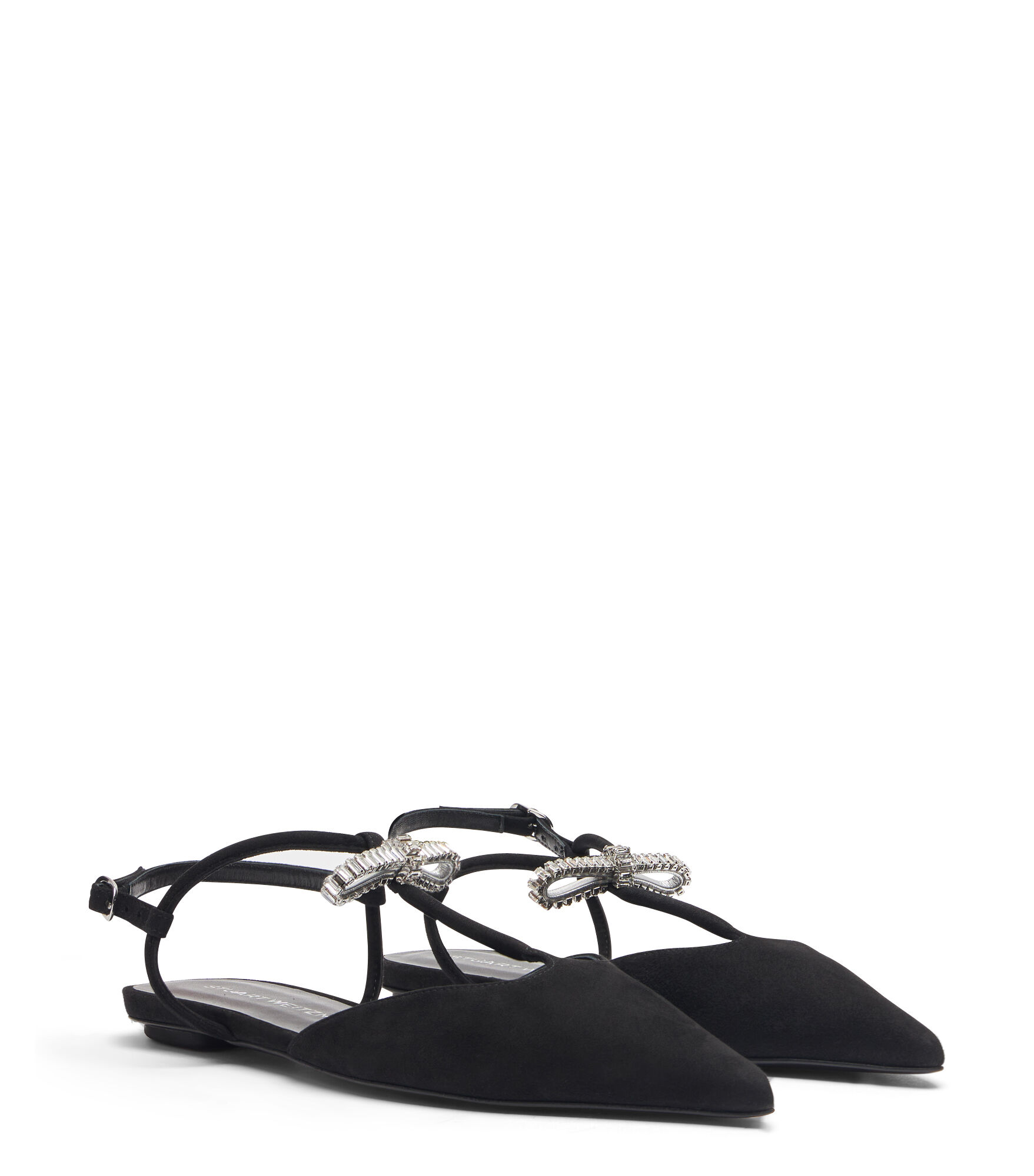 TULLY CRYSTAL T-STRAP FLAT in BLACK/CLEAR for Women | Stuart