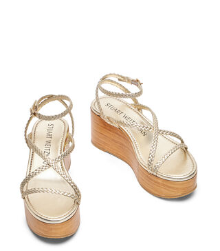 WOVETTE WEDGE in LIGHT GOLD/SAND for Women | Stuart Weitzman®