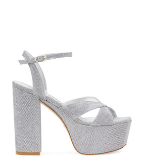 Stuart Weitzman MIAMI SQUAREHIGH 140 PLATFORM SANDAL SILVER SD992NENSLV