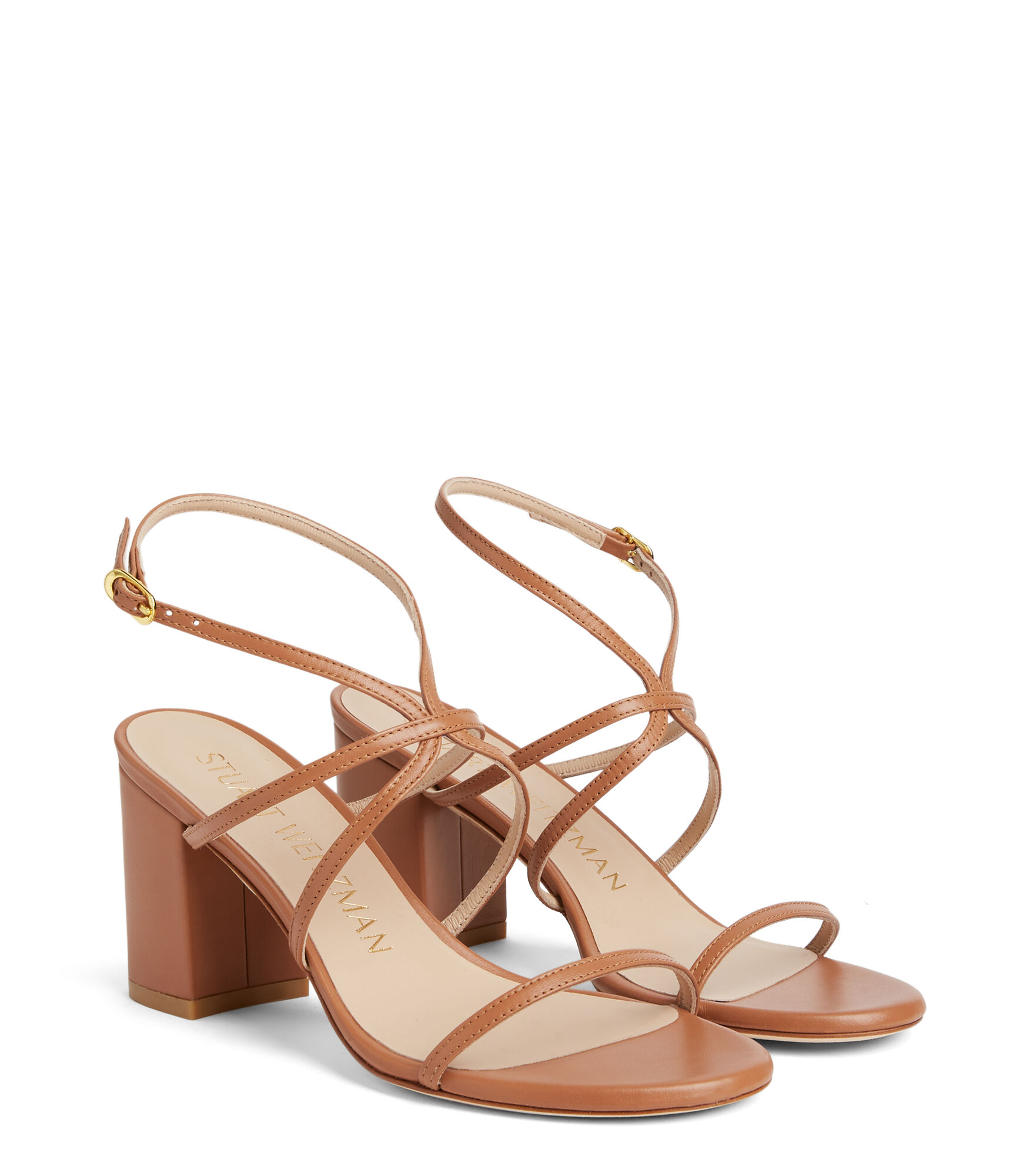 BARELYTHERE 75 BLOCK SANDAL in TAN for Women Stuart Weitzman