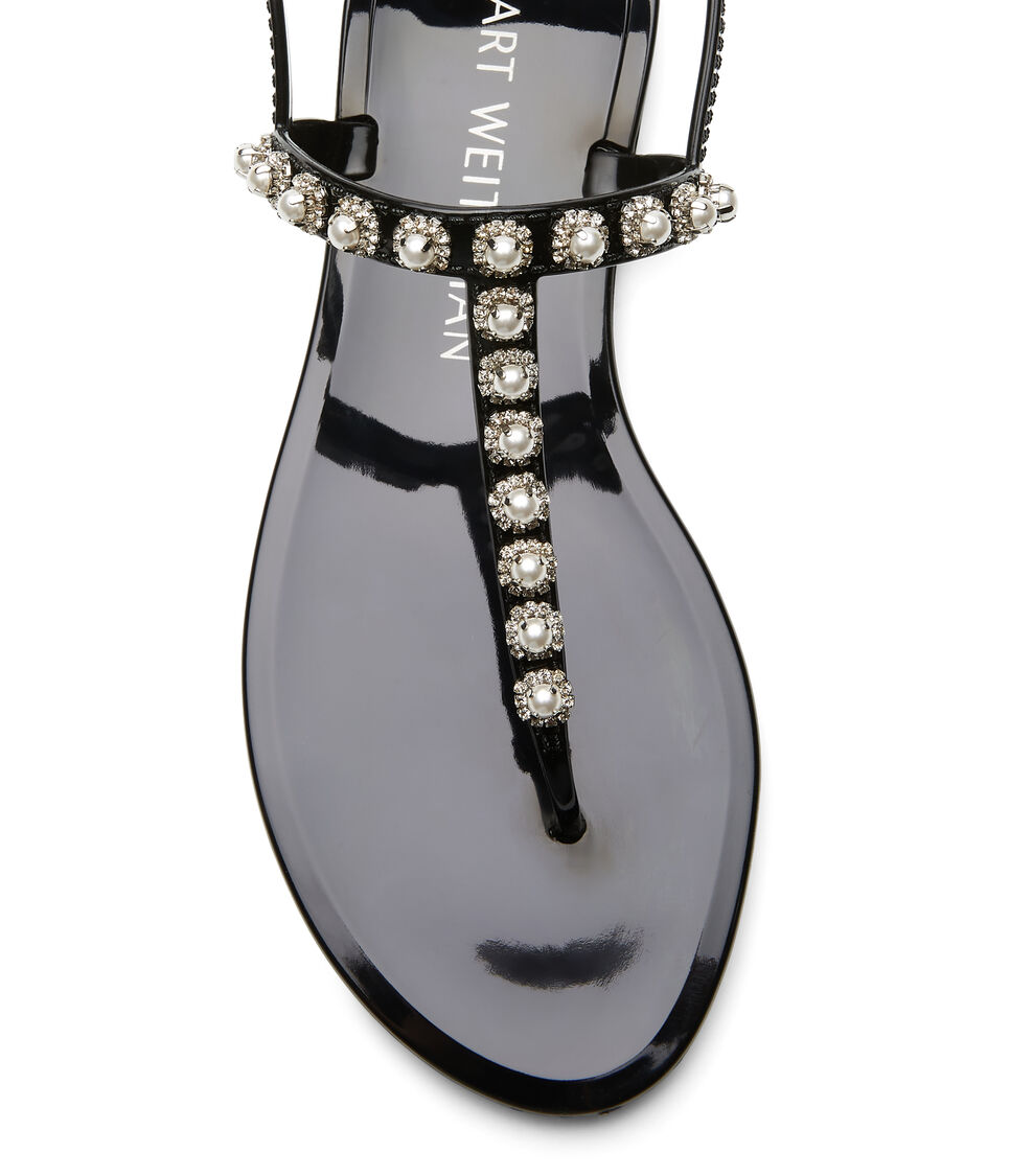 Stuart Weitzman GOLDIE PEARL CRYSTAL JELLY SCHWARZ SB443SEMBLK