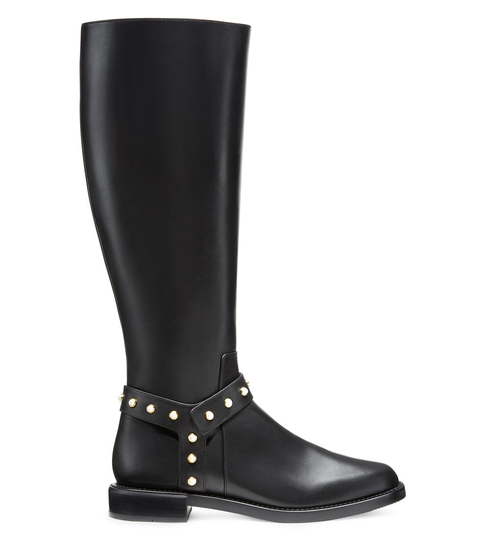 Stuart Weitzman PEARL MOTO BOOT BLACK SB870SMOBLK