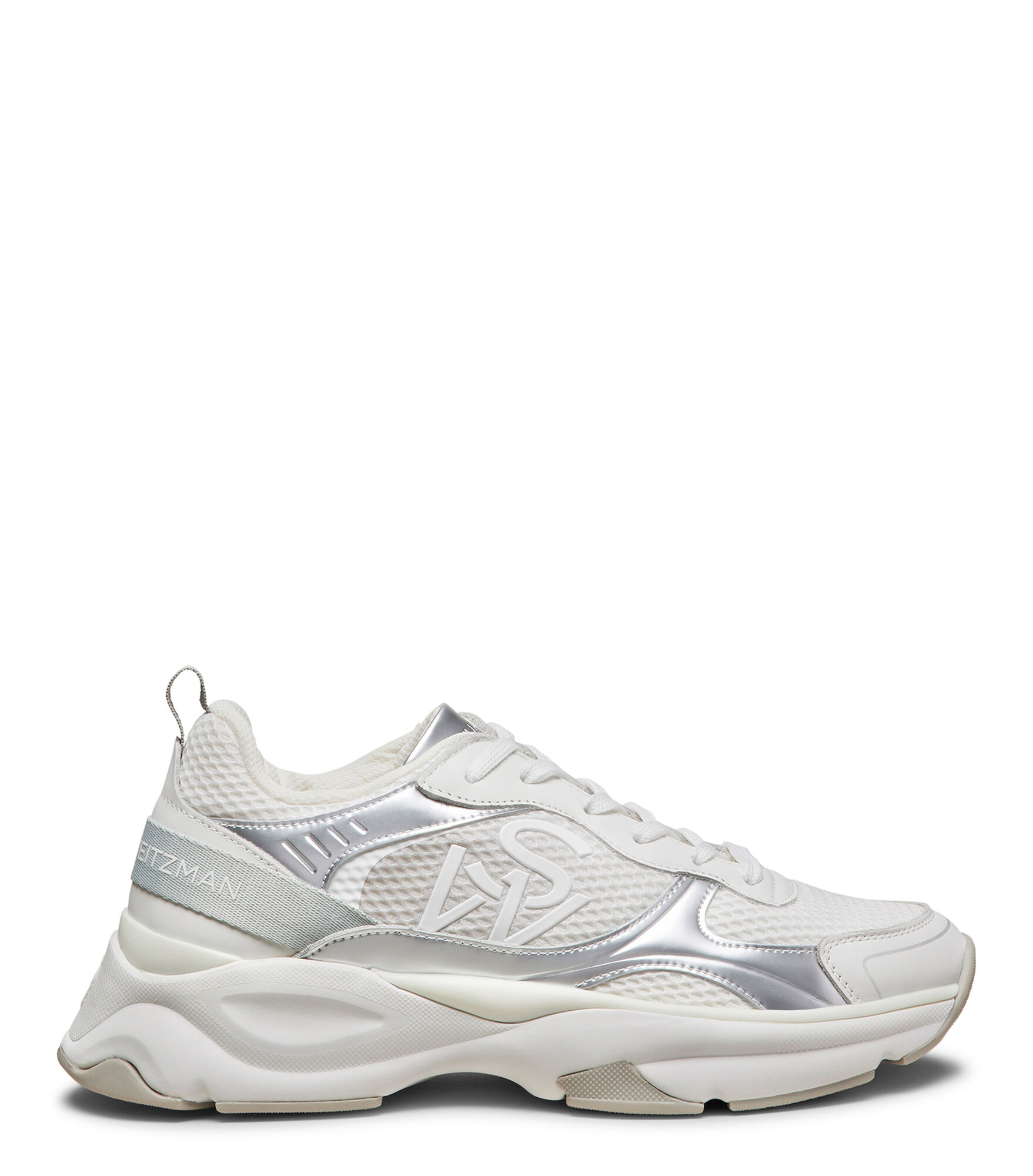 SW TRAINER, SNEAKERS, //, VEAU/MAILLE DÉGRADÉE/CUIR MÉTALLISÉ - Stuart Weitzman - Modalova