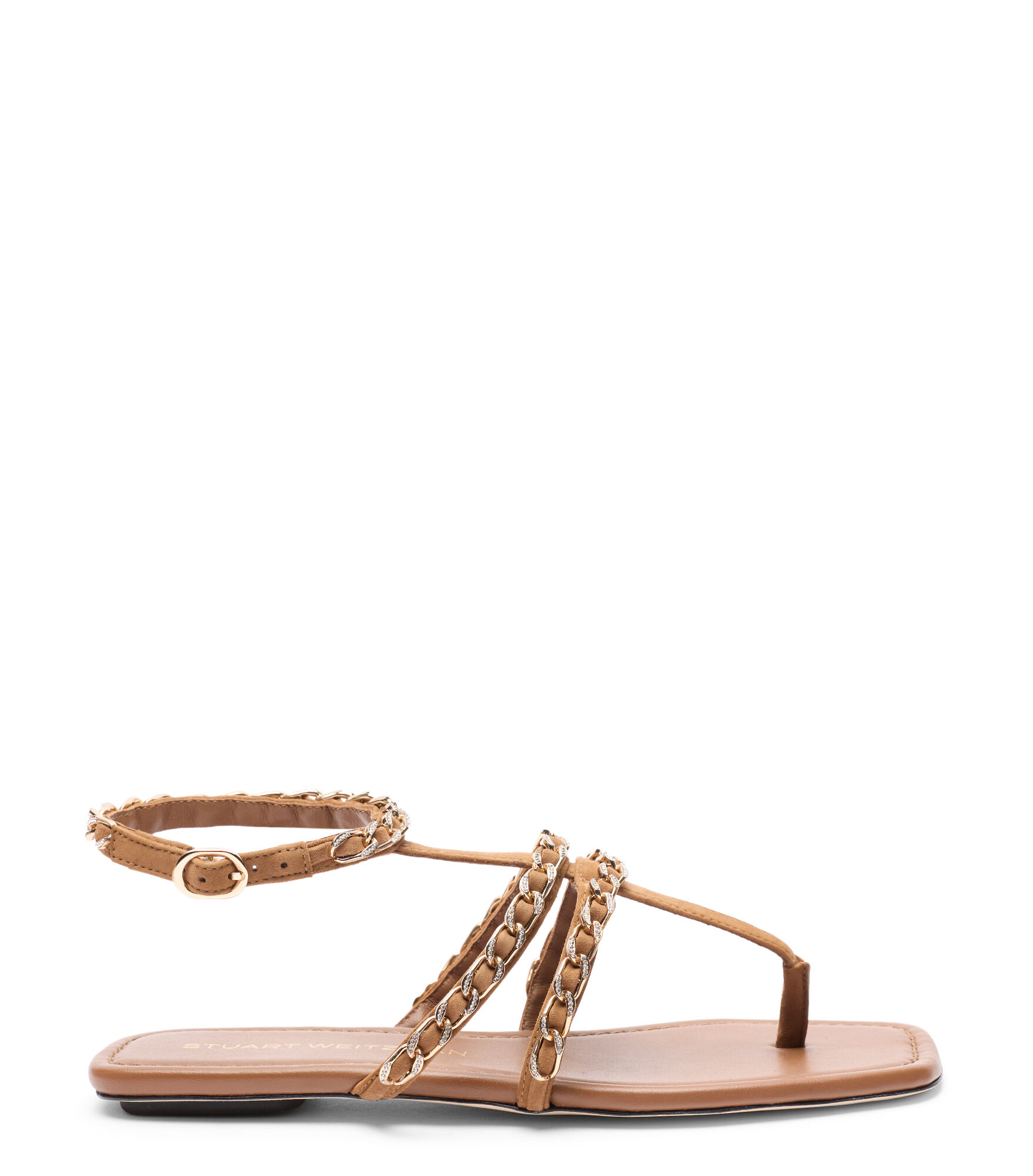 Stuart Weitzman, SOLUXE CRYSTAL SANDAL, SANDALS, TOASTED ALMOND, SUEDE