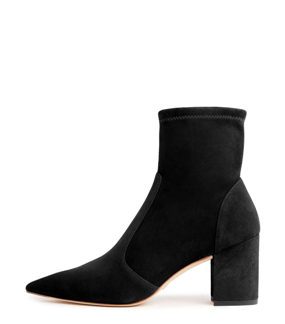 Stuart Weitzman STUART 75 BLOCK STRETCH BOOTIE NOIR SC691SUSBLK