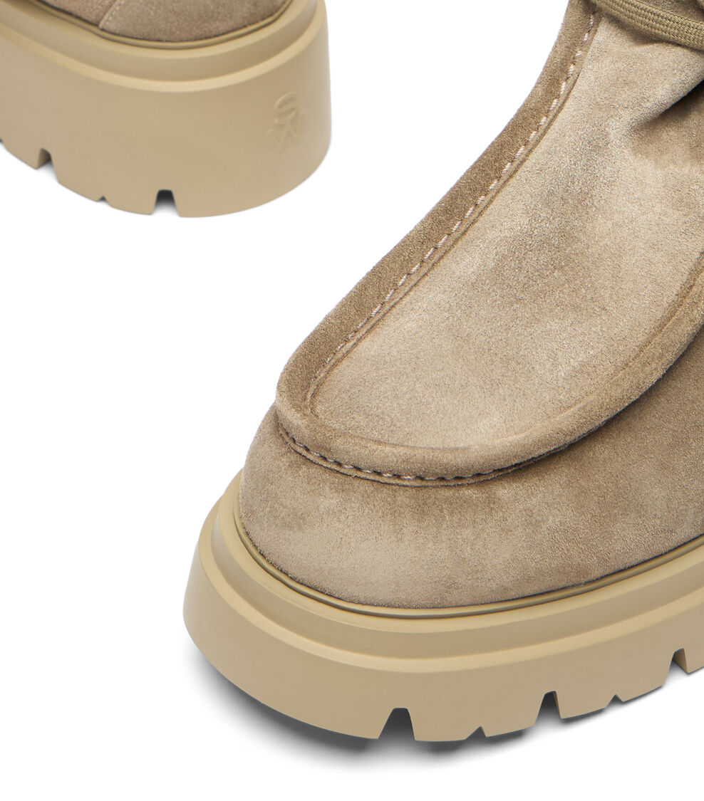 Stuart Weitzman HUDSON SHEARLING CHUKKA SMOKEY TAUPE/VANILLA SM607EBKYHX