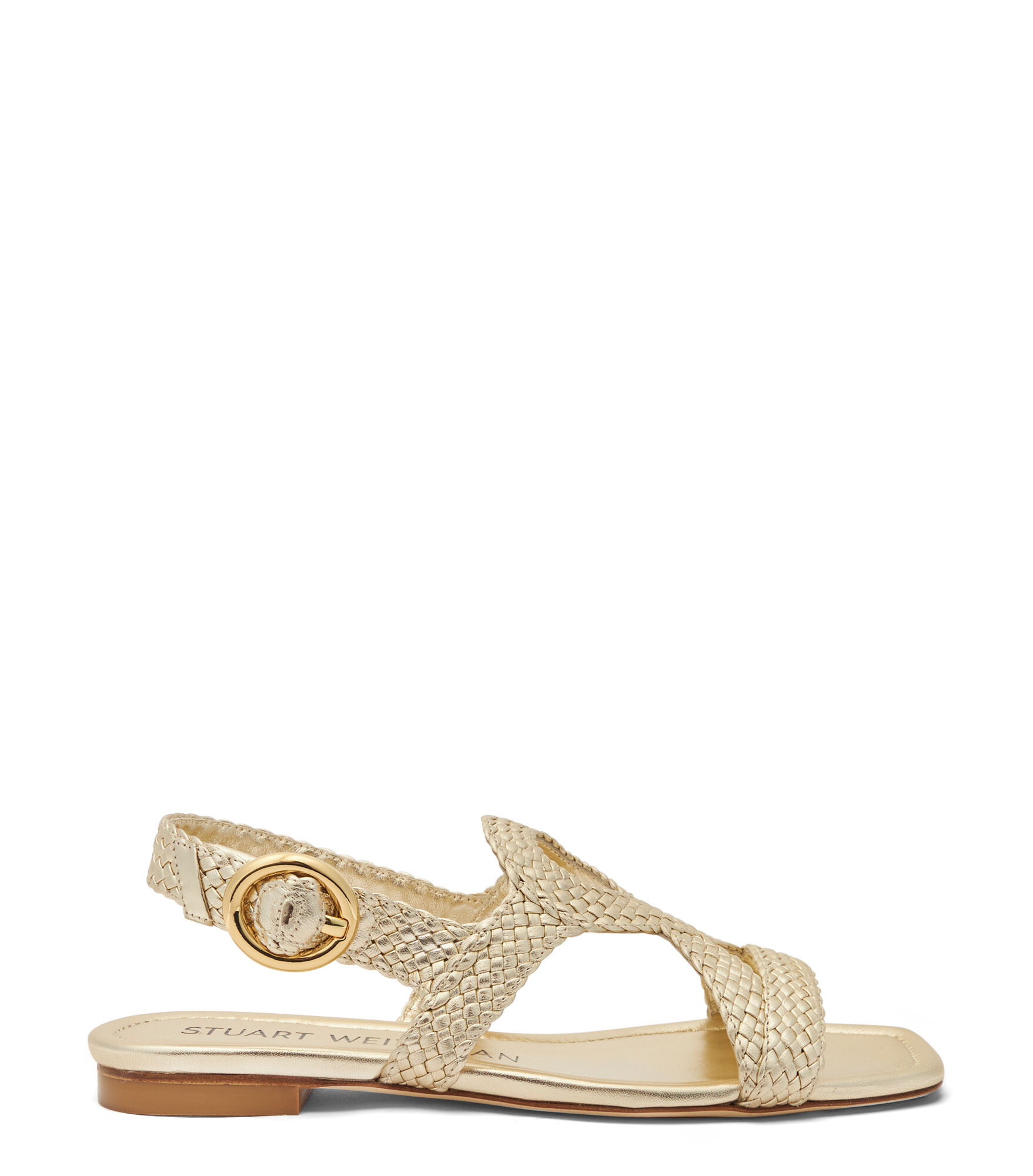 Stuart weitzman gold flat sandals sales