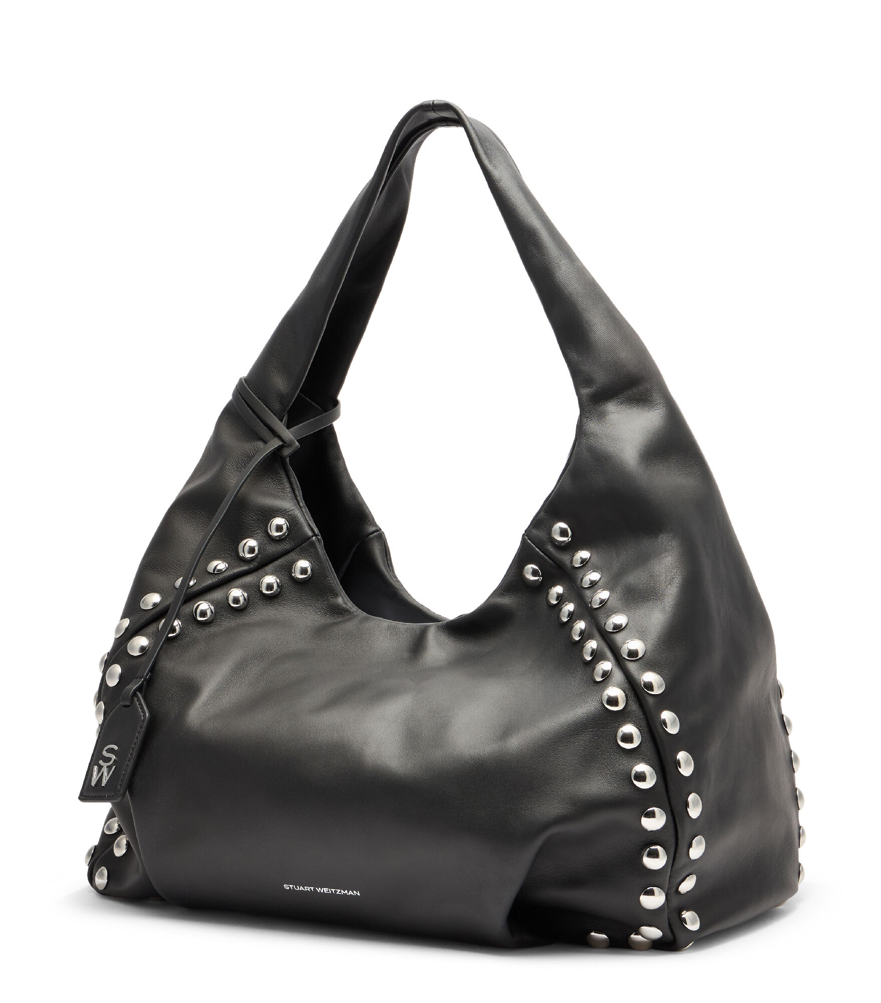 MODA STUD HOBO BAG in BLACK for Women | Stuart Weitzman®