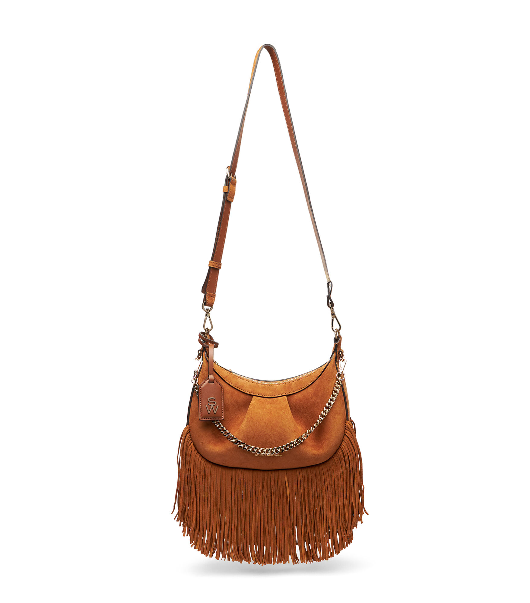 STELLAR CRESCENT FRINGE BAG in CAMEL for Women Stuart Weitzman UK