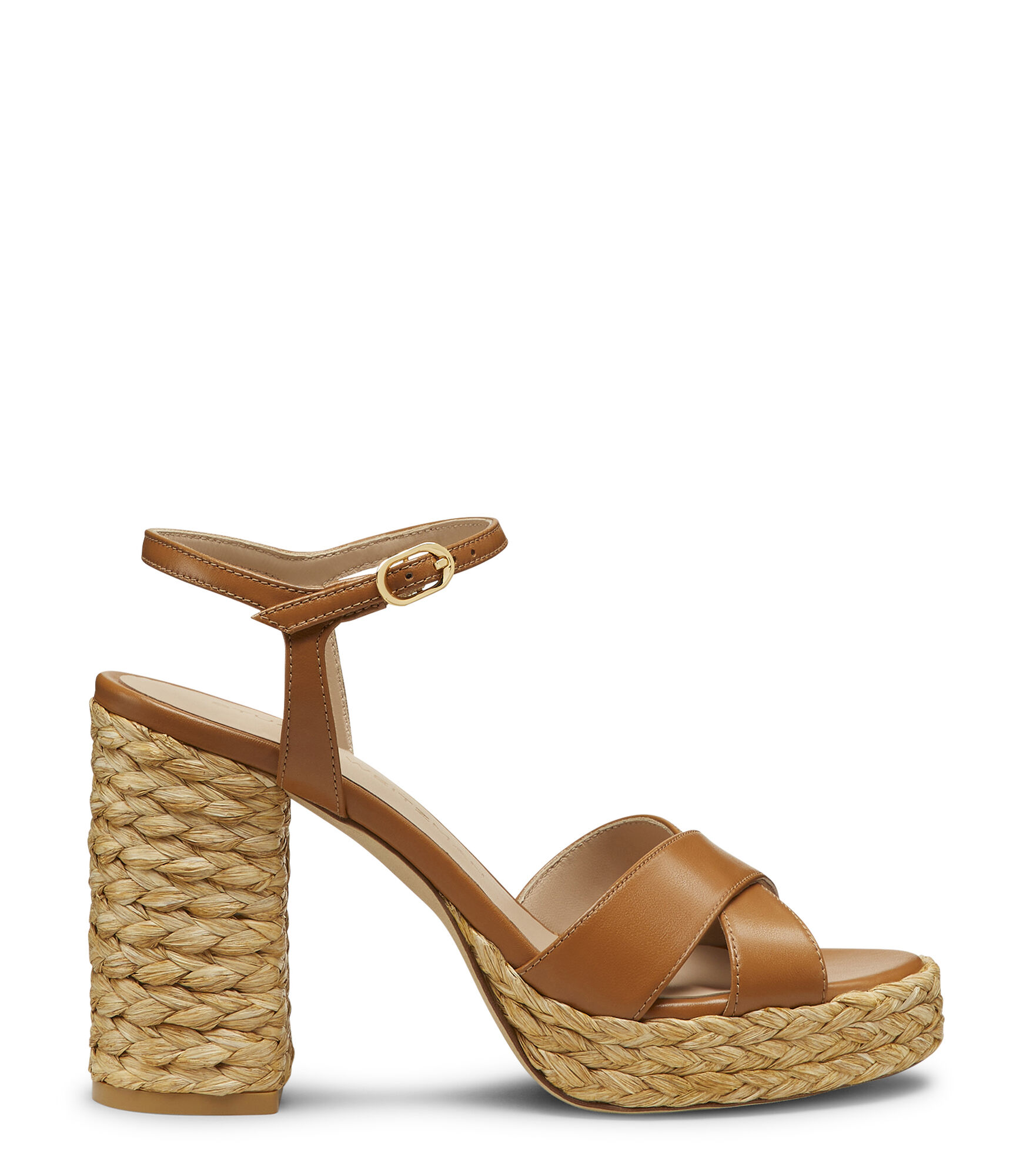 DAYNA PLATFORM SANDAL, SANDALES, /, SMOOTH CALF/BRAIDED RAFFIA - Stuart Weitzman - Modalova