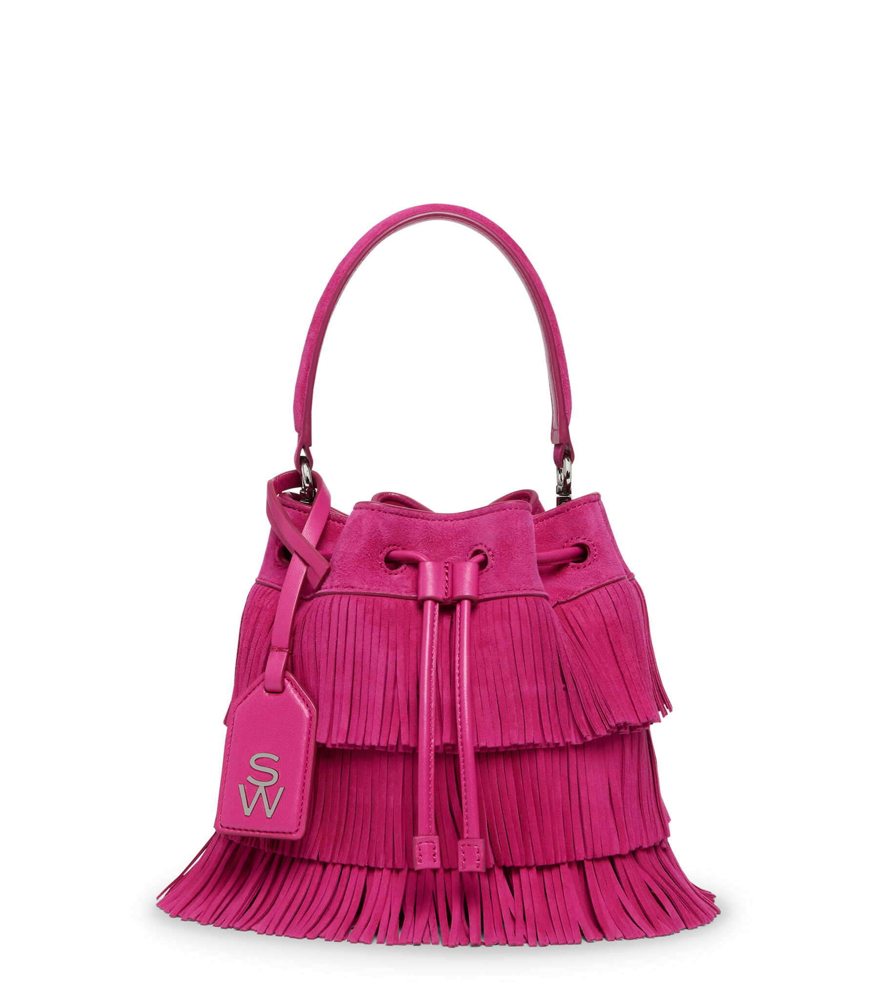 RAE FRINGE MINI BUCKET BAG in BEGONIE fur Damen Stuart Weitzman