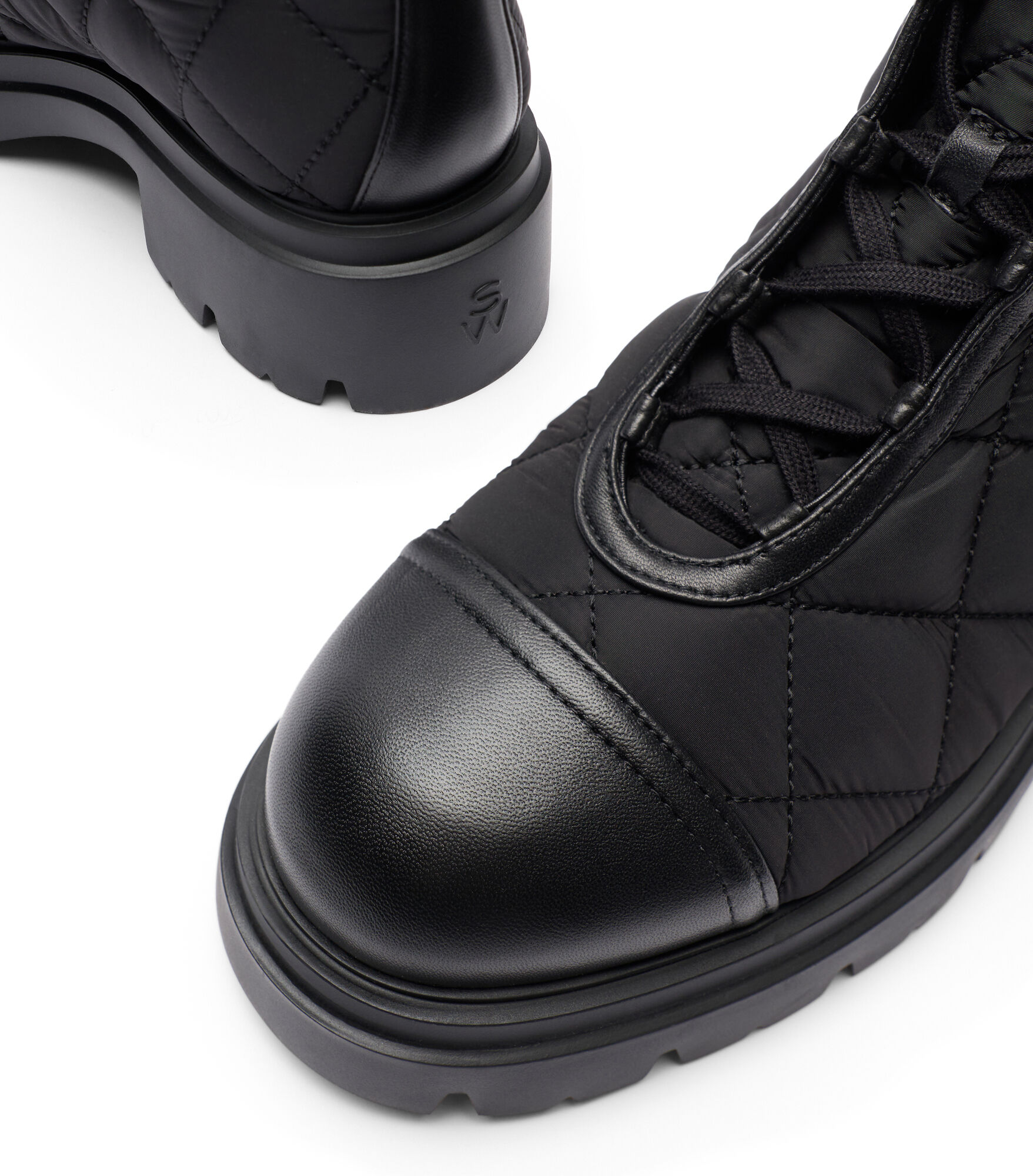 HUDSON QUILTED HIKER BOOTIE in BLACK for Women | Stuart Weitzman®