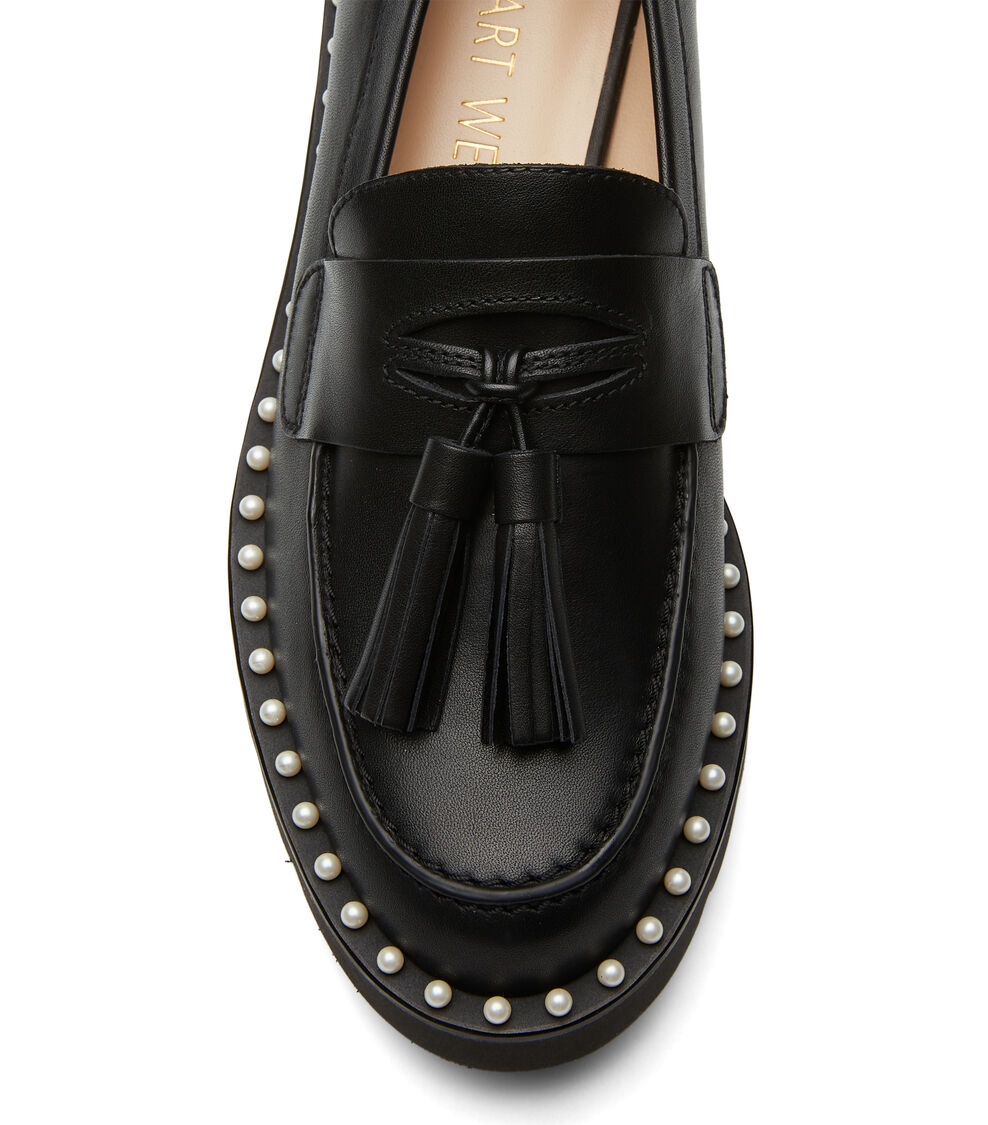 Stuart Weitzman MILA LIFT PEARL LOAFER BLACK S5845CHIBLK