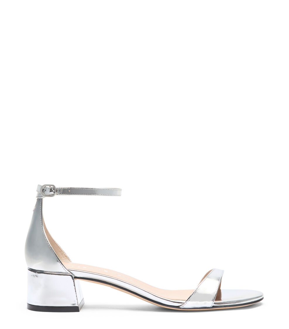 Stuart Weitzman NUDIST BLOCK 35 SILVER SL005LSPSLV