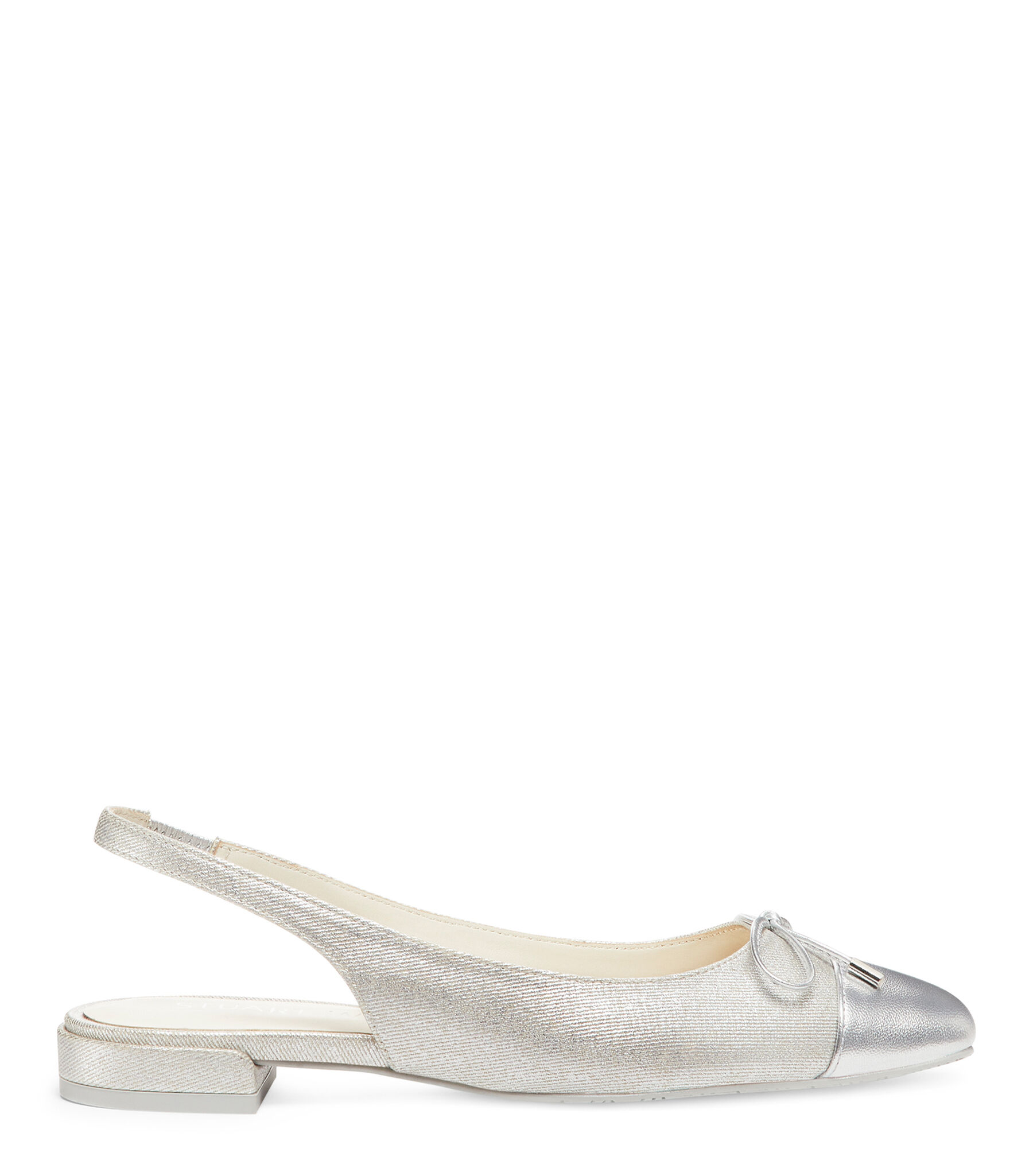SLEEK BOW SLINGBACK FLAT in SILVER for Women Stuart Weitzman