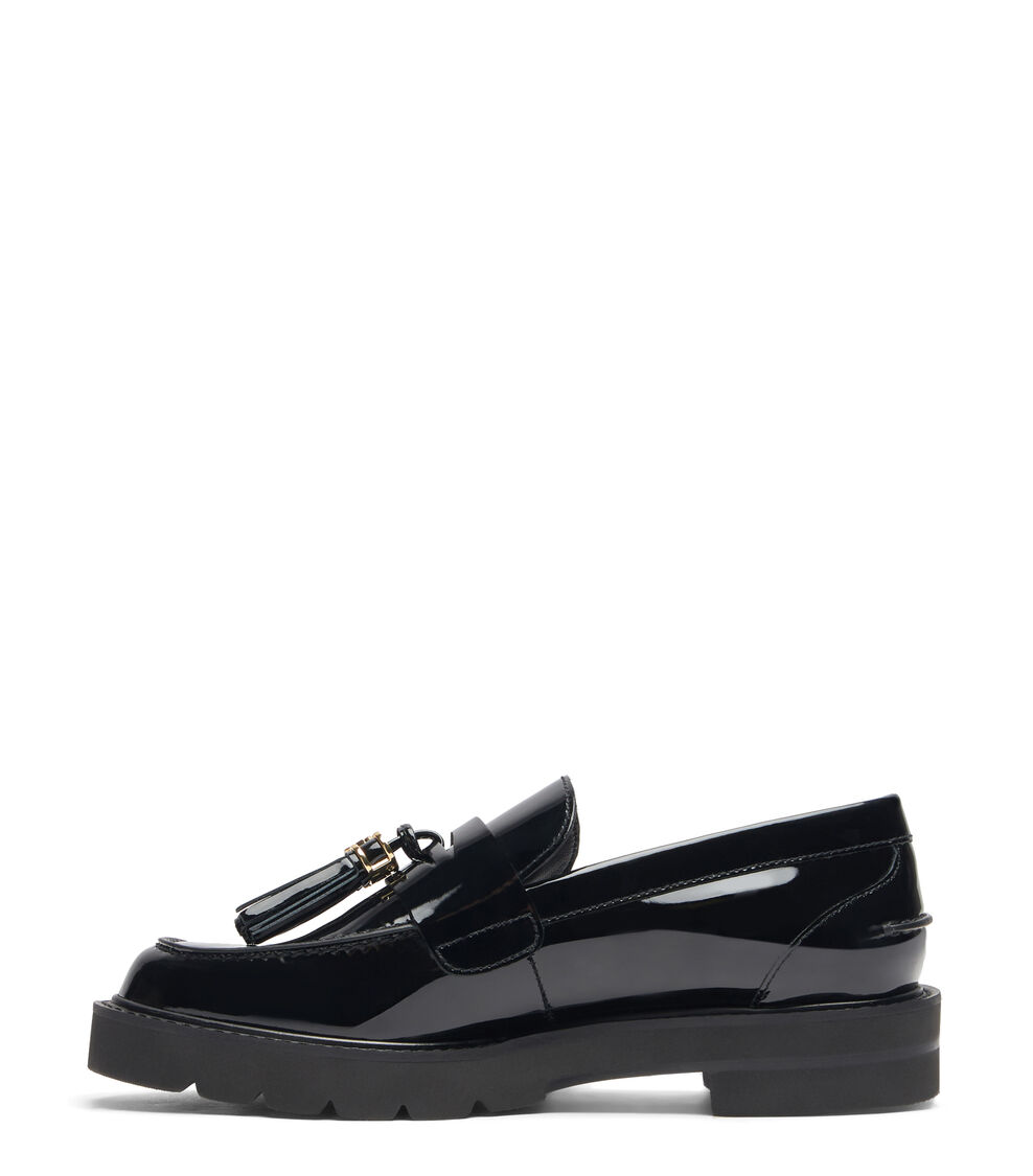 Stuart Weitzman PARKER LIFT TASSEL LOAFER BLACK SI706PATBLK