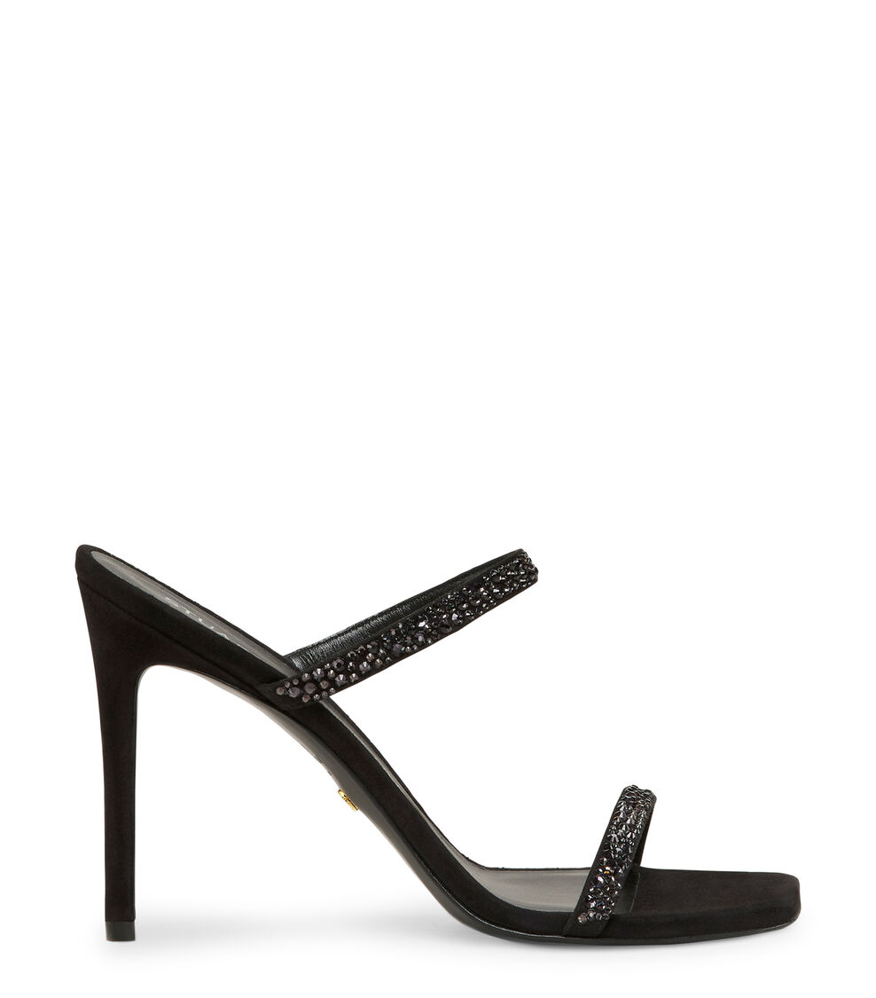 Stuart Weitzman ALEENA ROYALE 100 SLIDE BLACK/GRAPHITE SG932SUYMFP