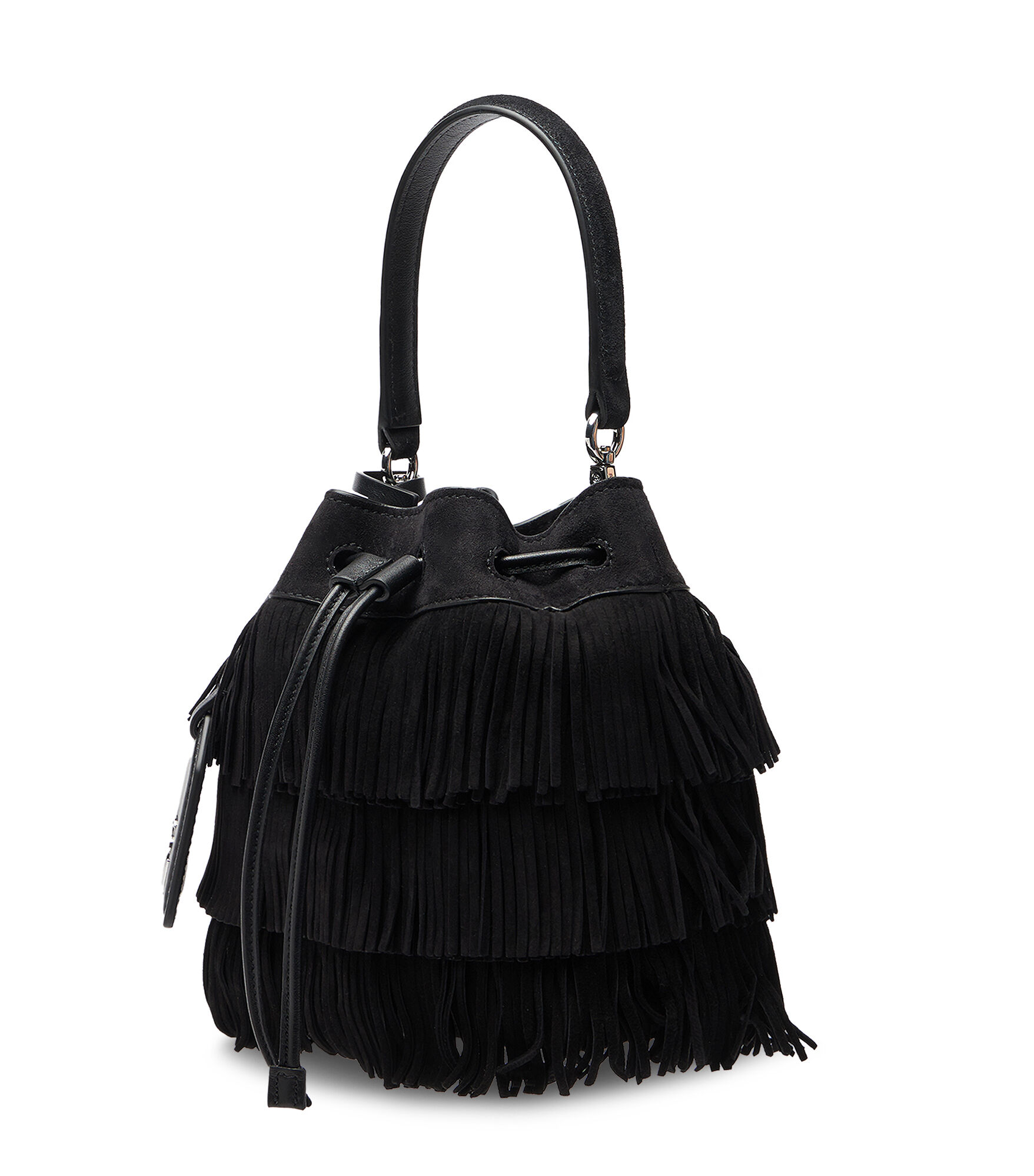 RAE FRINGE MINI BUCKET BAG in BLACK for Women | Stuart