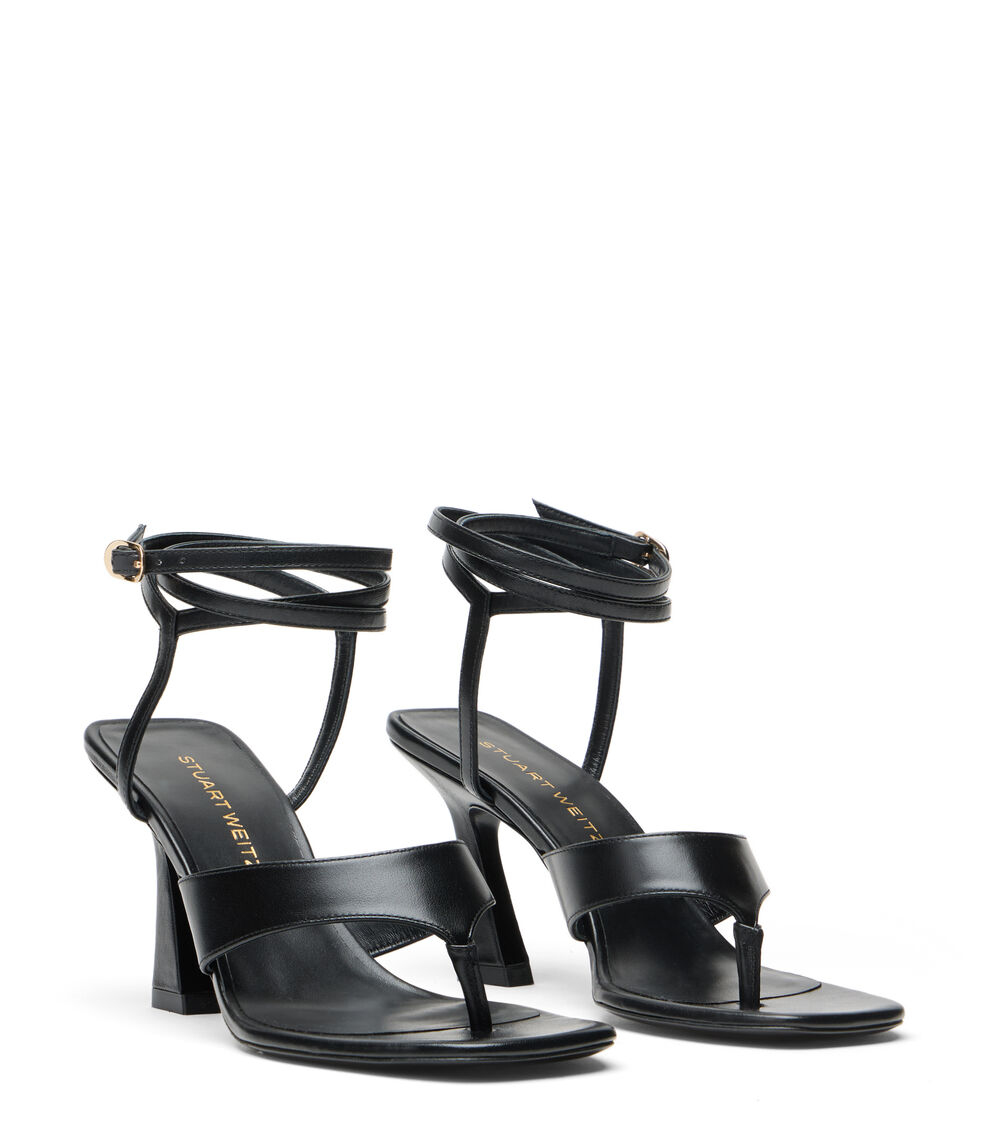 Stuart Weitzman VINNIE WRAP THONG 85 BLACK SN738SMOBLK