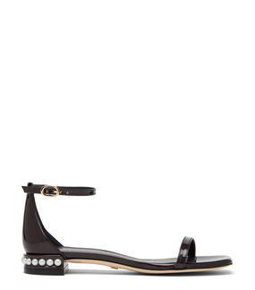 Stuart Weitzman NUDISTCURVE PEARL FLAT SANDAL BLACK SD318IRSBLK