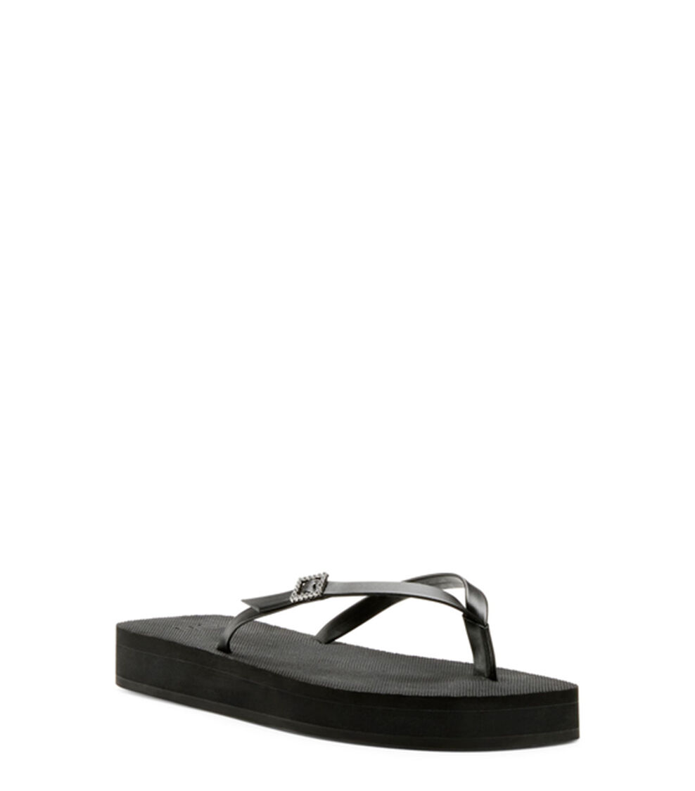Stuart Weitzman SW CRYSTAL THONG FLATFORM SANDAL BLACK SB565EVPBLK
