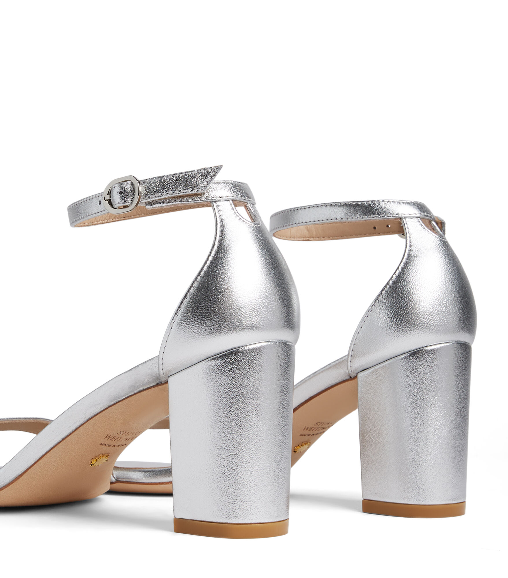 NUDISTCURVE 75 BLOCK SANDAL in SILVER for Women | Stuart Weitzman®