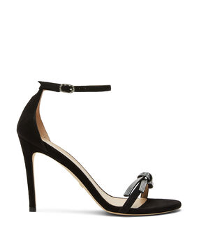 Stuart Weitzman NUDIST SW BOW 100 SANDAL BLACK SB594SUEBLK