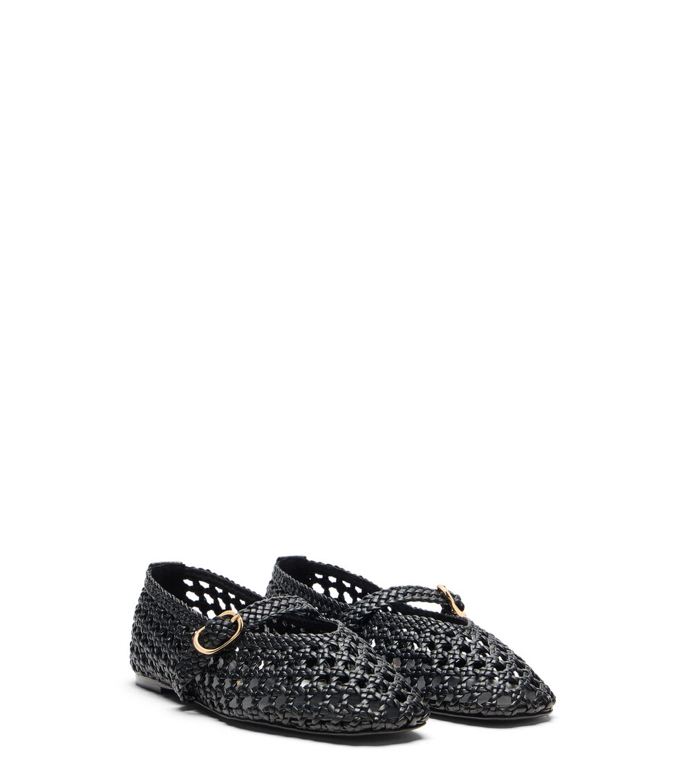 Stuart Weitzman PRIMA WOVEN MARY JANE BLACK SN724FIKBLK