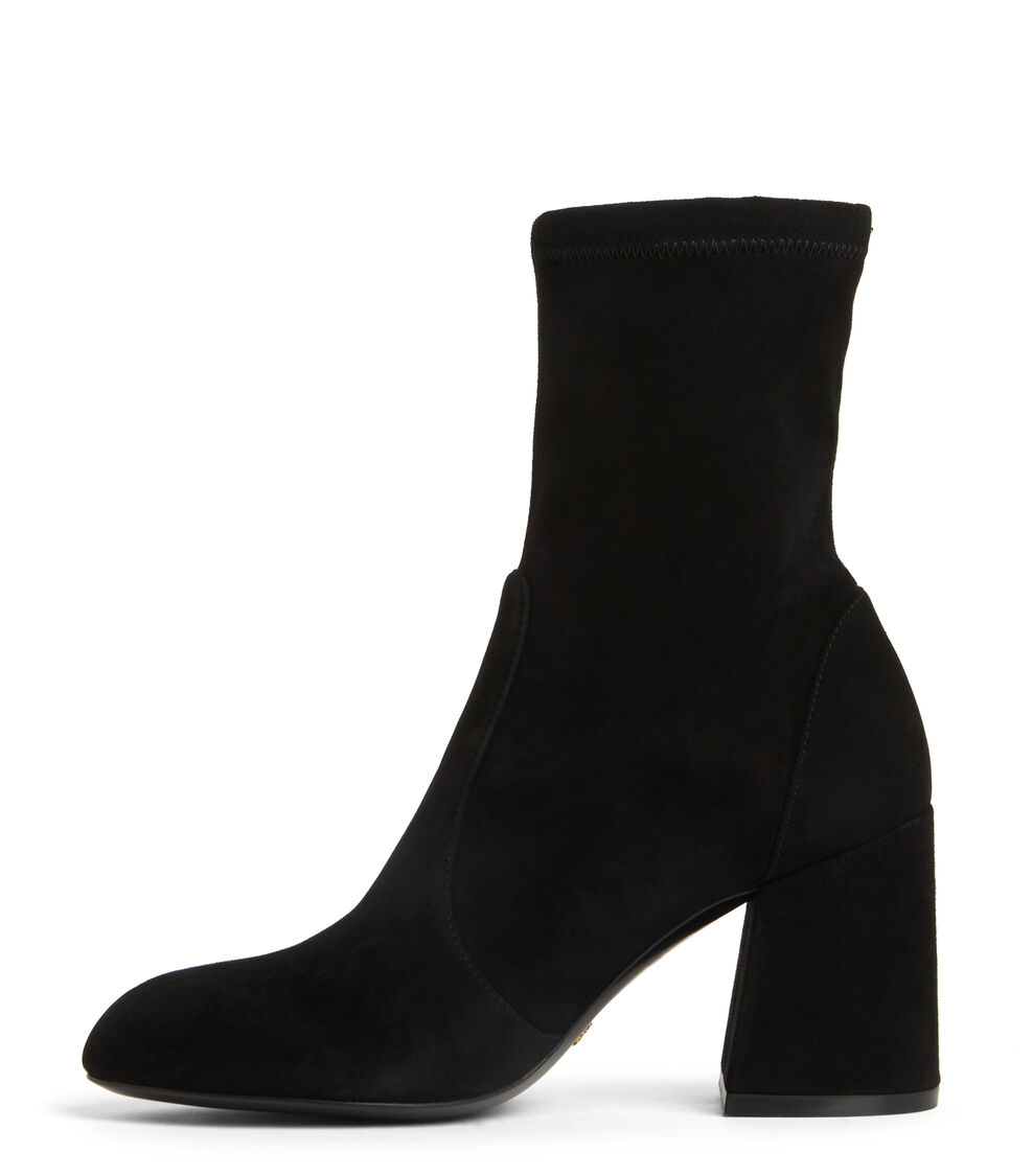 Stuart Weitzman FLAREBLOCK 85 STRETCH BOOTIE BLACK SF414SUSBLK