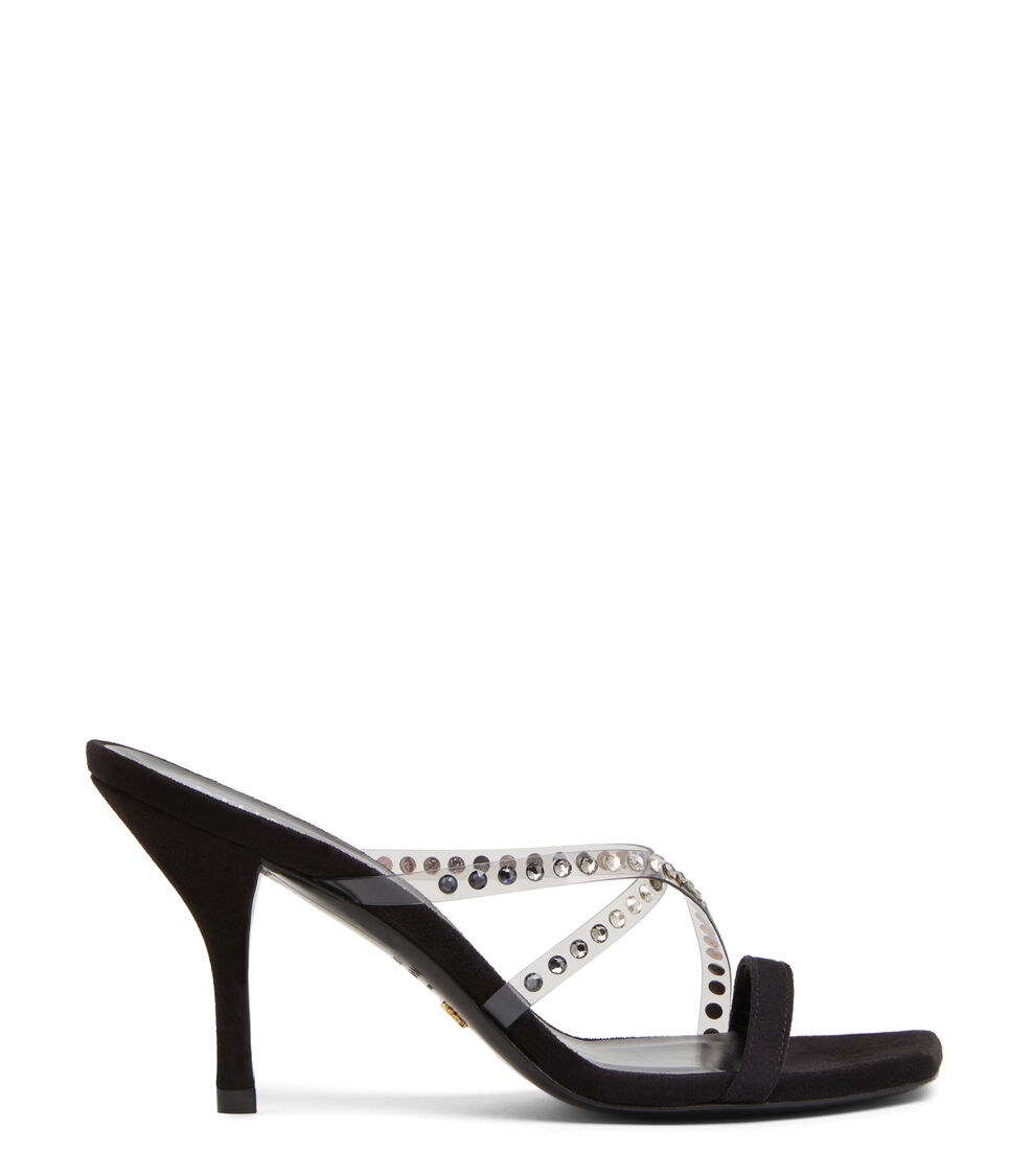 Stuart Weitzman STRAPEZE CRYSTAL 85 SLIDE Flanell/Schwarz/Schwarz Mehrfarbig SF146PVYVZ8