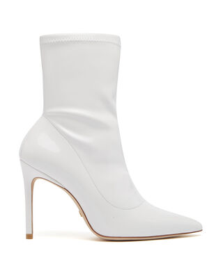 STUART 100 STRETCH BOOTIE in White for Women | Stuart  Stuart Weitzman White Stretch Ankle Booties main image 0