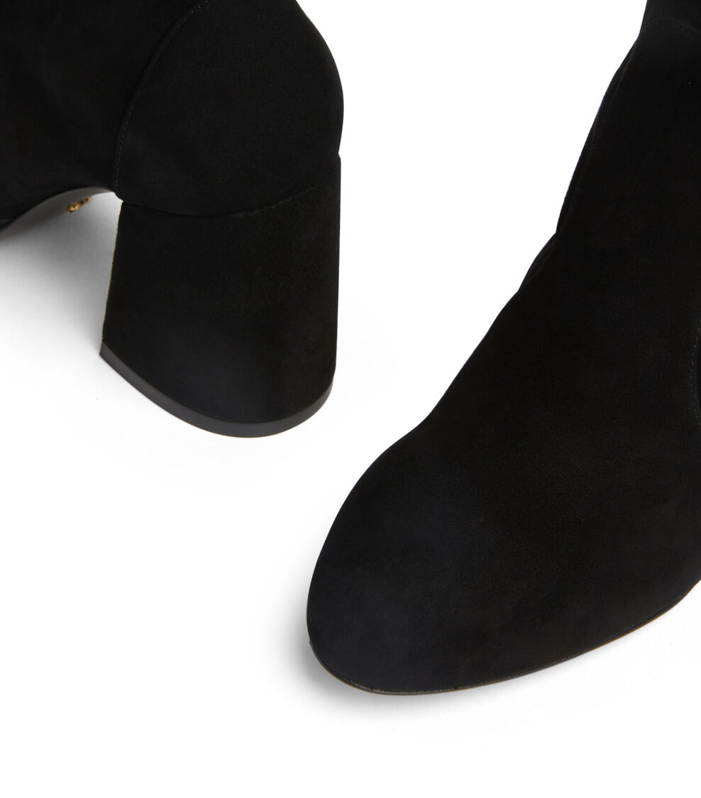 Stuart Weitzman FLAREBLOCK 85 STRETCH BOOTIE BLACK SF414SUSBLK