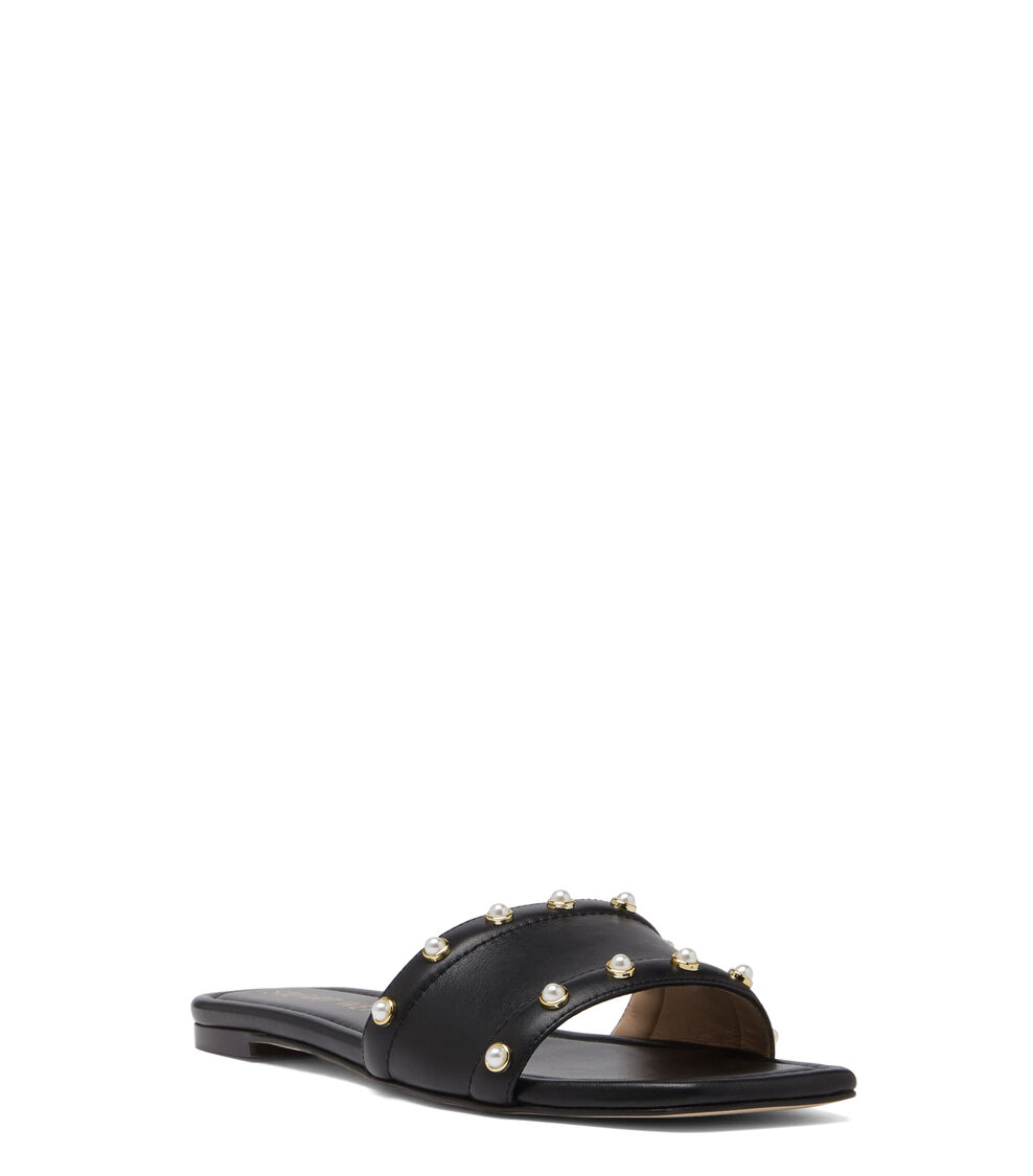 Stuart Weitzman PEARL SLIDE SANDAL NEGRO SA649CHIBLK
