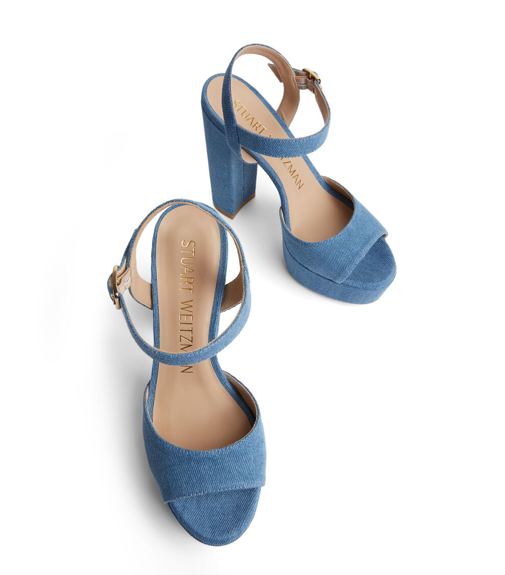 Stuart Weitzman RYDER 95 PLATFORM SANDAL BLU EFFETTO D&Eacute;LAV&Eacute; SE395VDMS9N