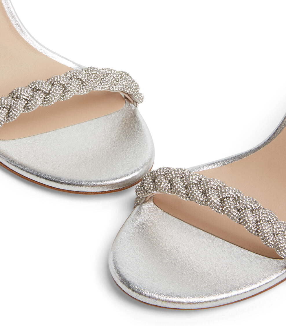 Stuart Weitzman NEARLYNUDE HIGHSHINE SANDAL SILVER SC643LIDSLV