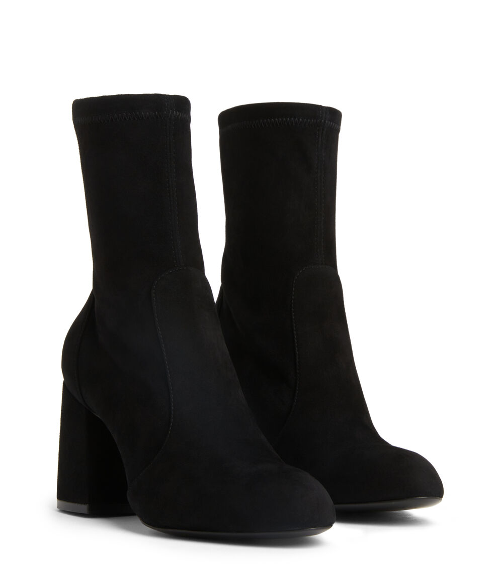 Stuart Weitzman FLAREBLOCK 85 STRETCH BOOTIE BLACK SF414SUSBLK