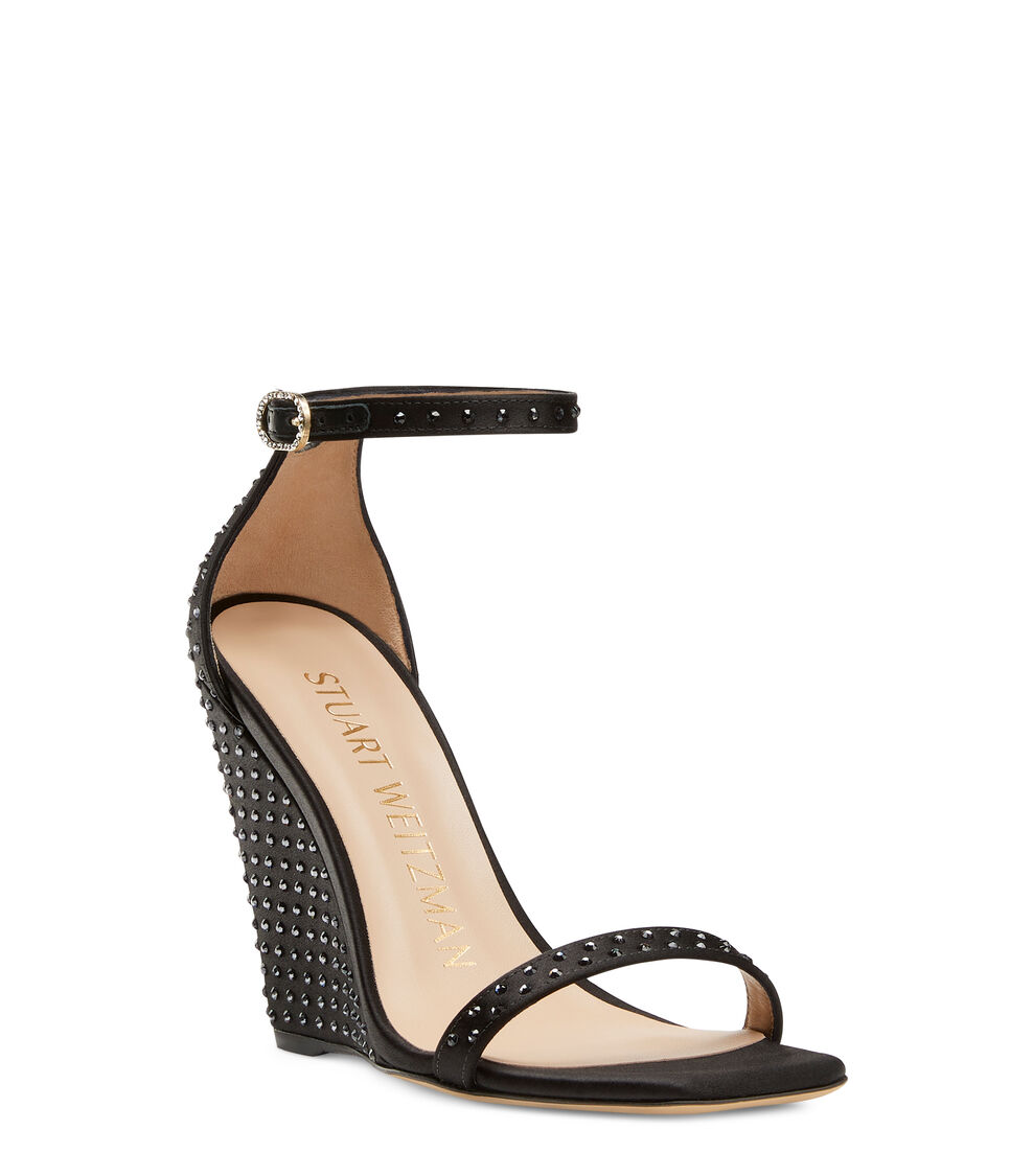Stuart Weitzman NUDISTSHINE 100 WEDGE BLACK SB853SAYMFP