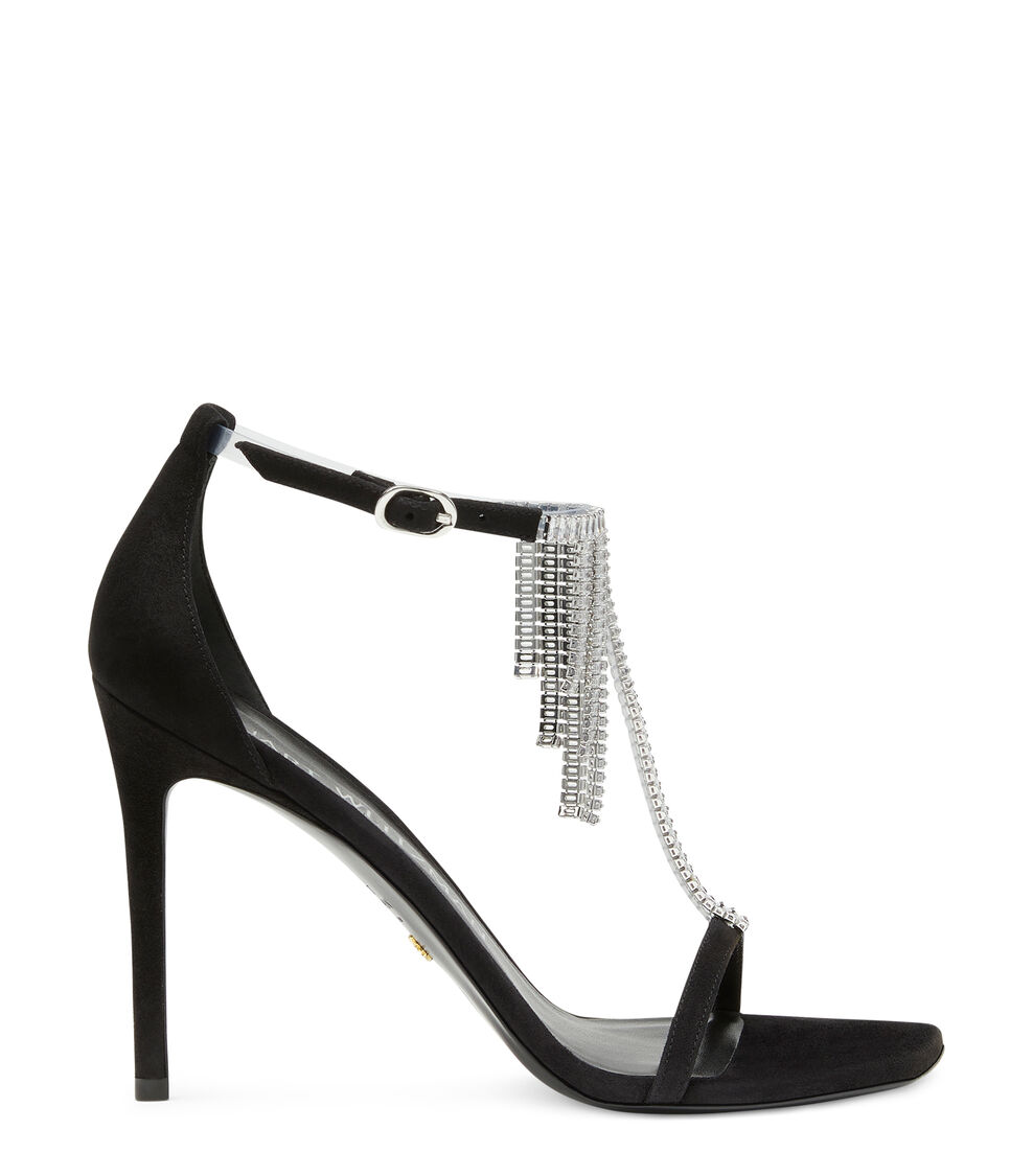 Stuart Weitzman NUDISTCURVE SUPERGLAM 100 SANDAL BLACK SE091SUEBLK