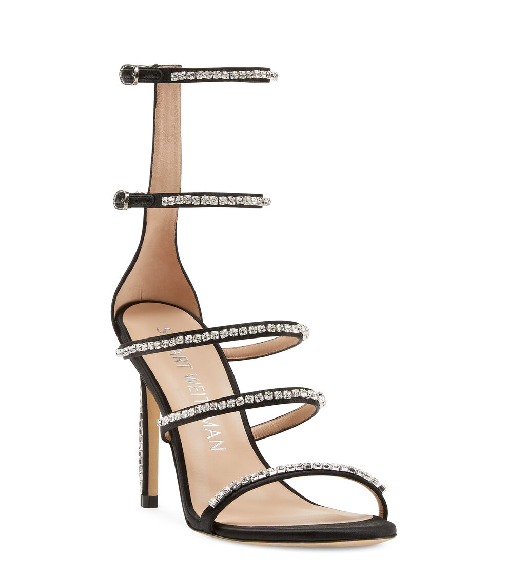 Stuart Weitzman NUDISTGLAM 100 GLADIATOR SANDAL BLACK SC231SAYBCL