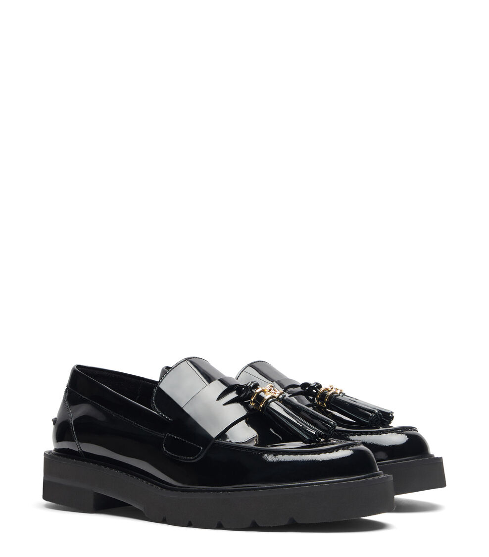 Stuart Weitzman PARKER LIFT TASSEL LOAFER BLACK SI706PATBLK