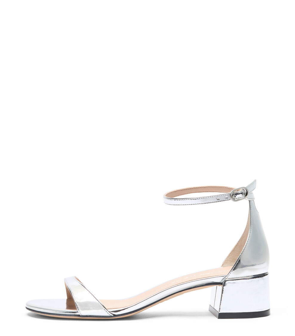 Stuart Weitzman NUDIST BLOCK 35 SILVER SL005LSPSLV