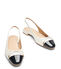 Stuart Weitzman SLEEK BOW SLINGBACK FLAT CREAM/BLACK SJ075SCPCRB