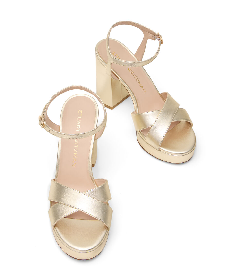 Stuart Weitzman DAYNA PLATFORM SANDAL LIGHT GOLD SJ010LIDLIO