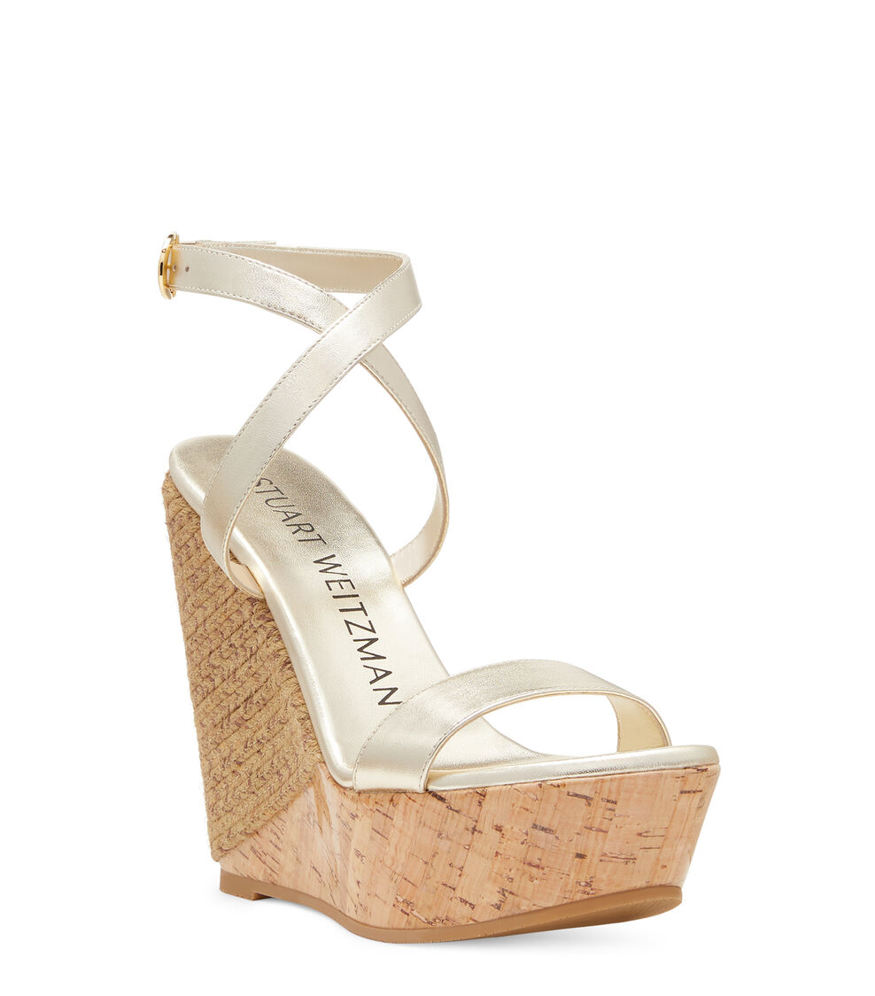 Stuart Weitzman 5050 WEDGE SANDAL PLATINO SE336LIJVOR