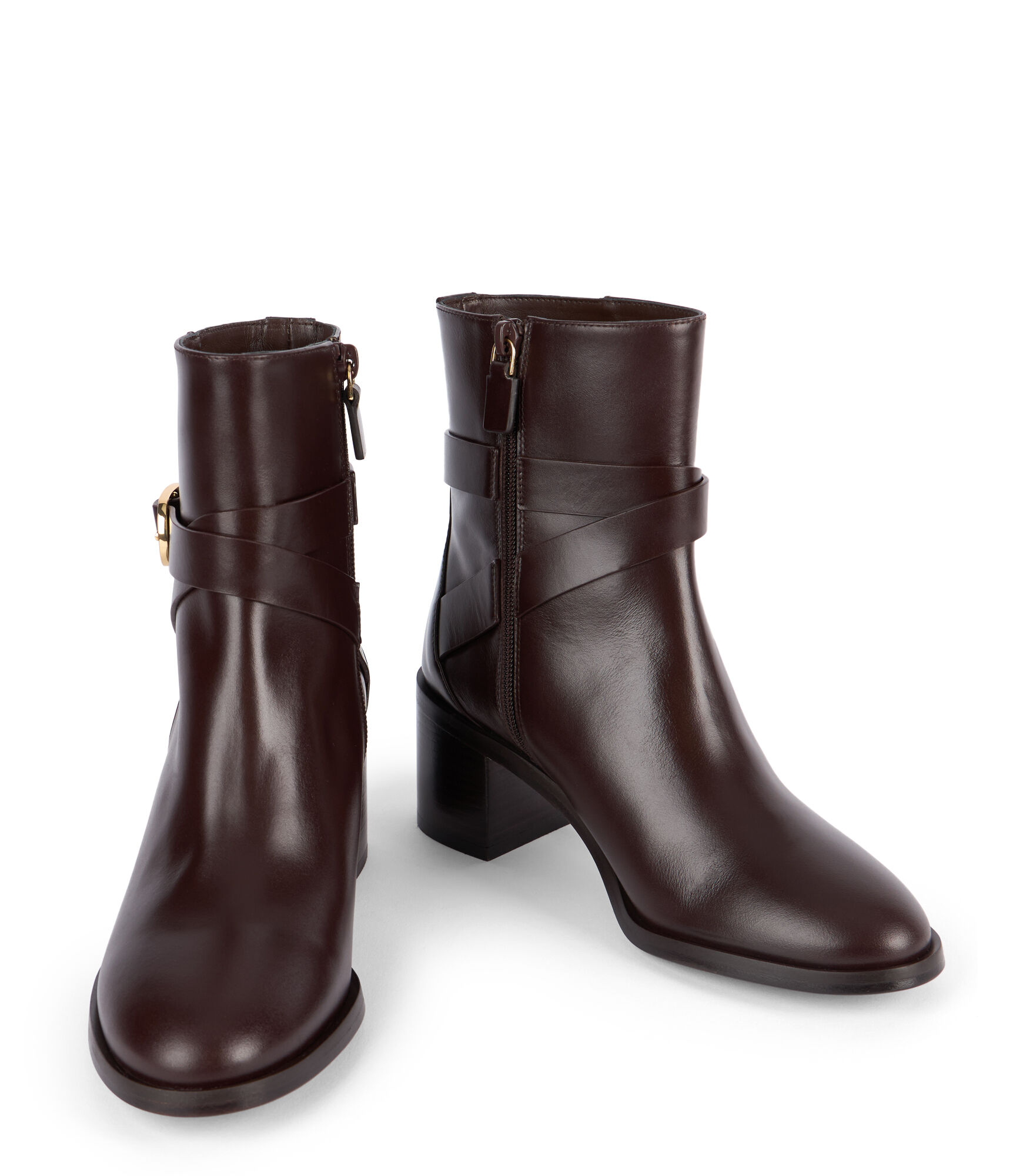 ESME BELTED ZIP BOOTIE in DARK BROWN for Women Stuart Weitzman