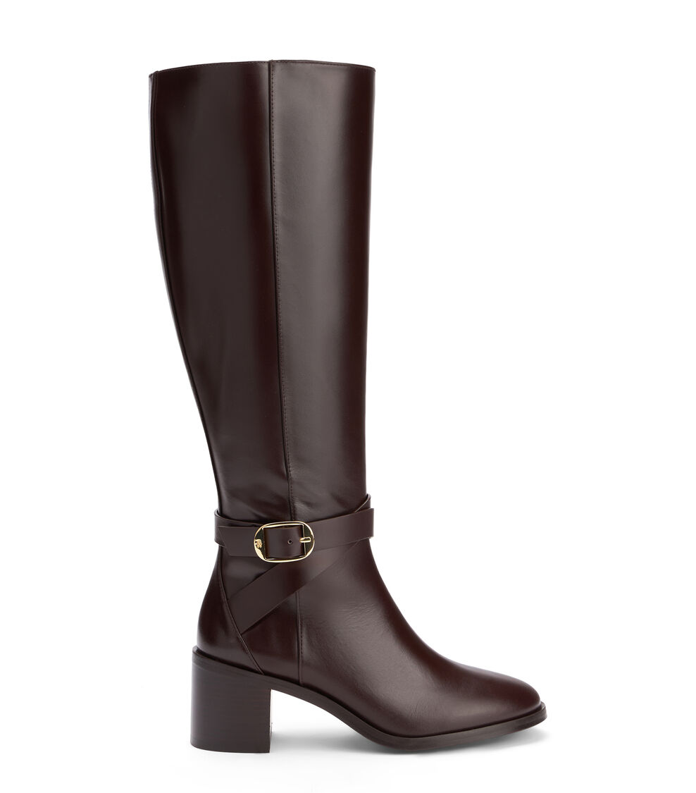 Stuart Weitzman ESME BELTED ZIP BOOT DARK BROWN SJ330HETDBR